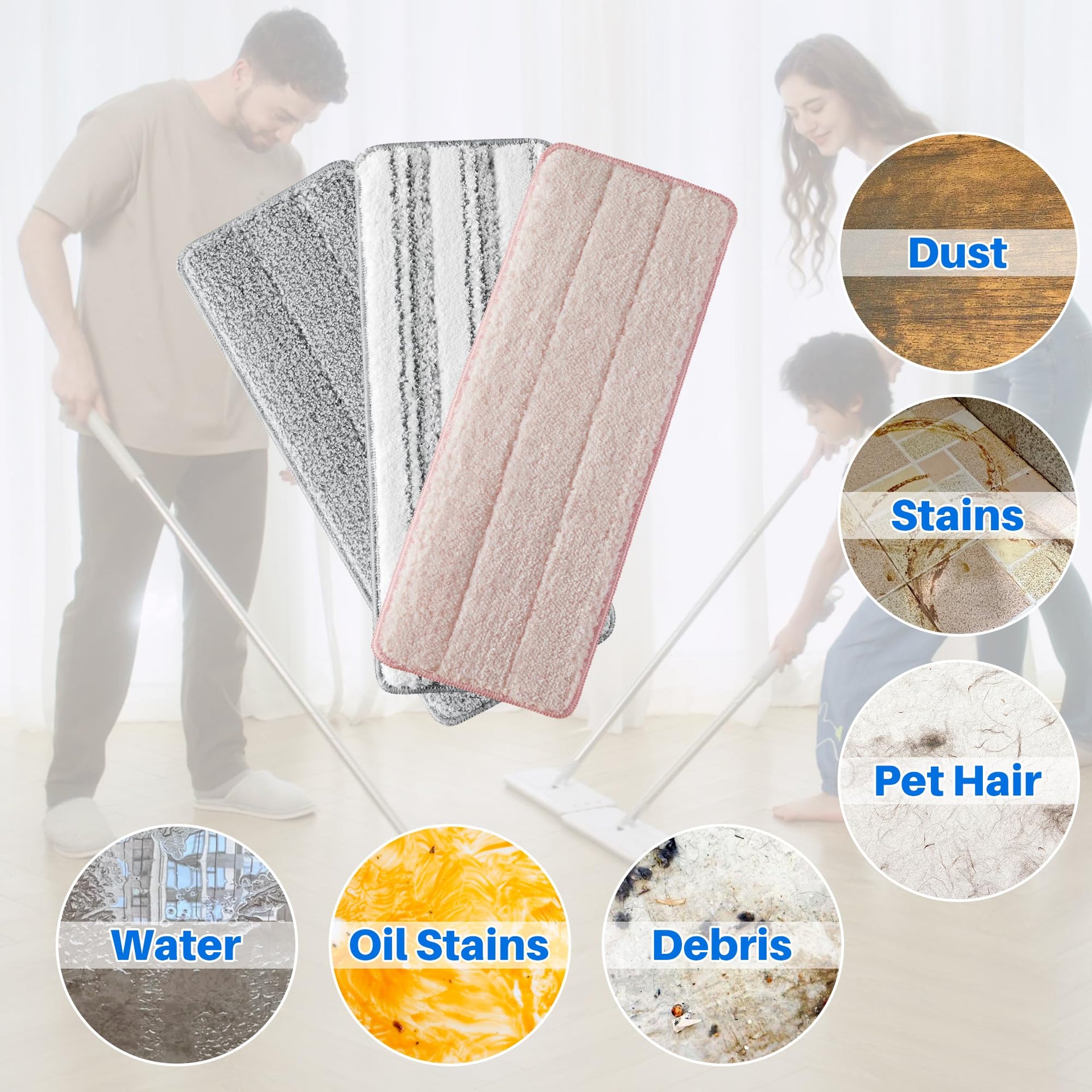 Microfiber Replacement Mop Pads for 13" Flat Mop System (6 Count)