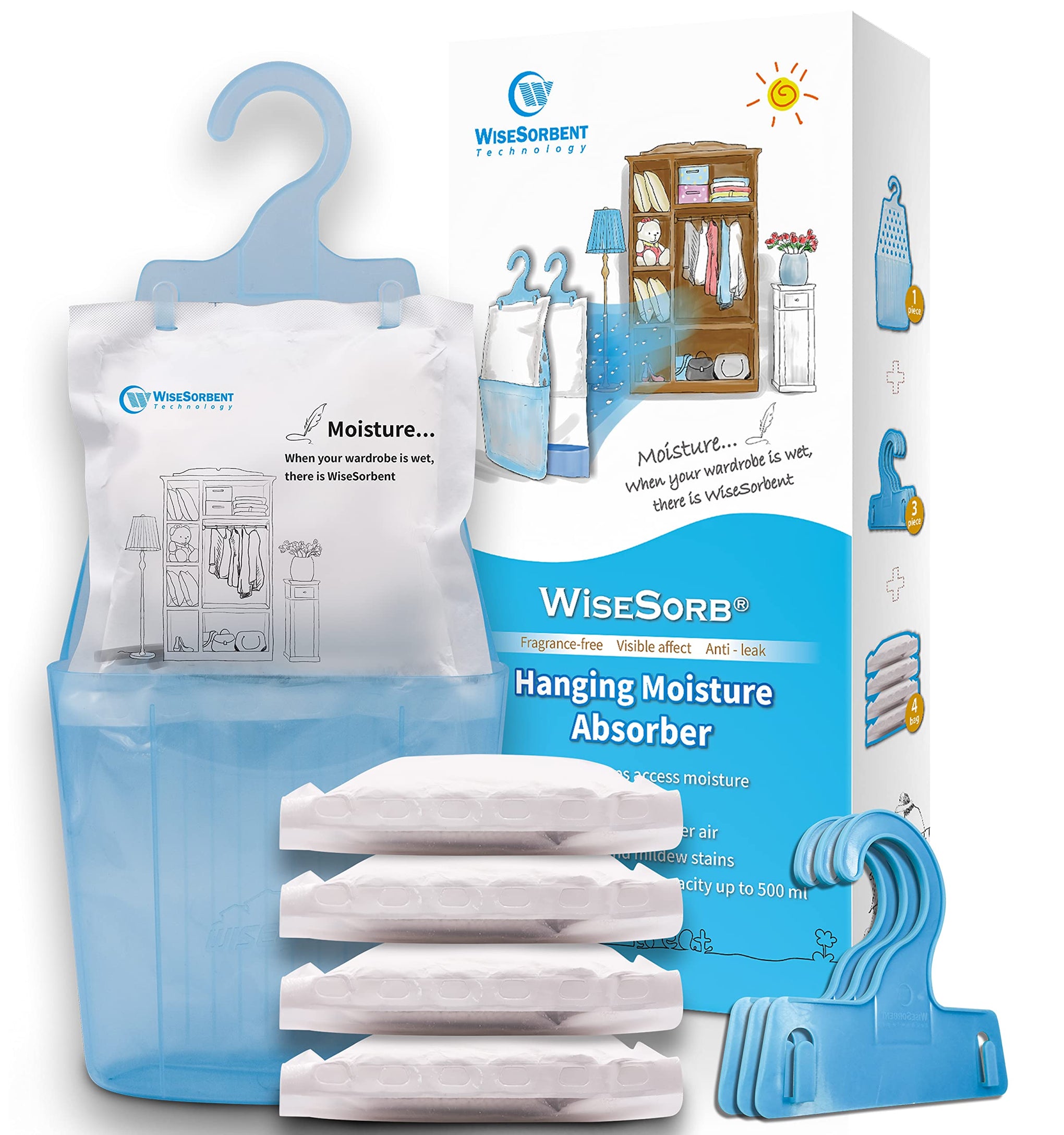Moisture Absorber Packets with Plastic Case & Hook (4 Count)
