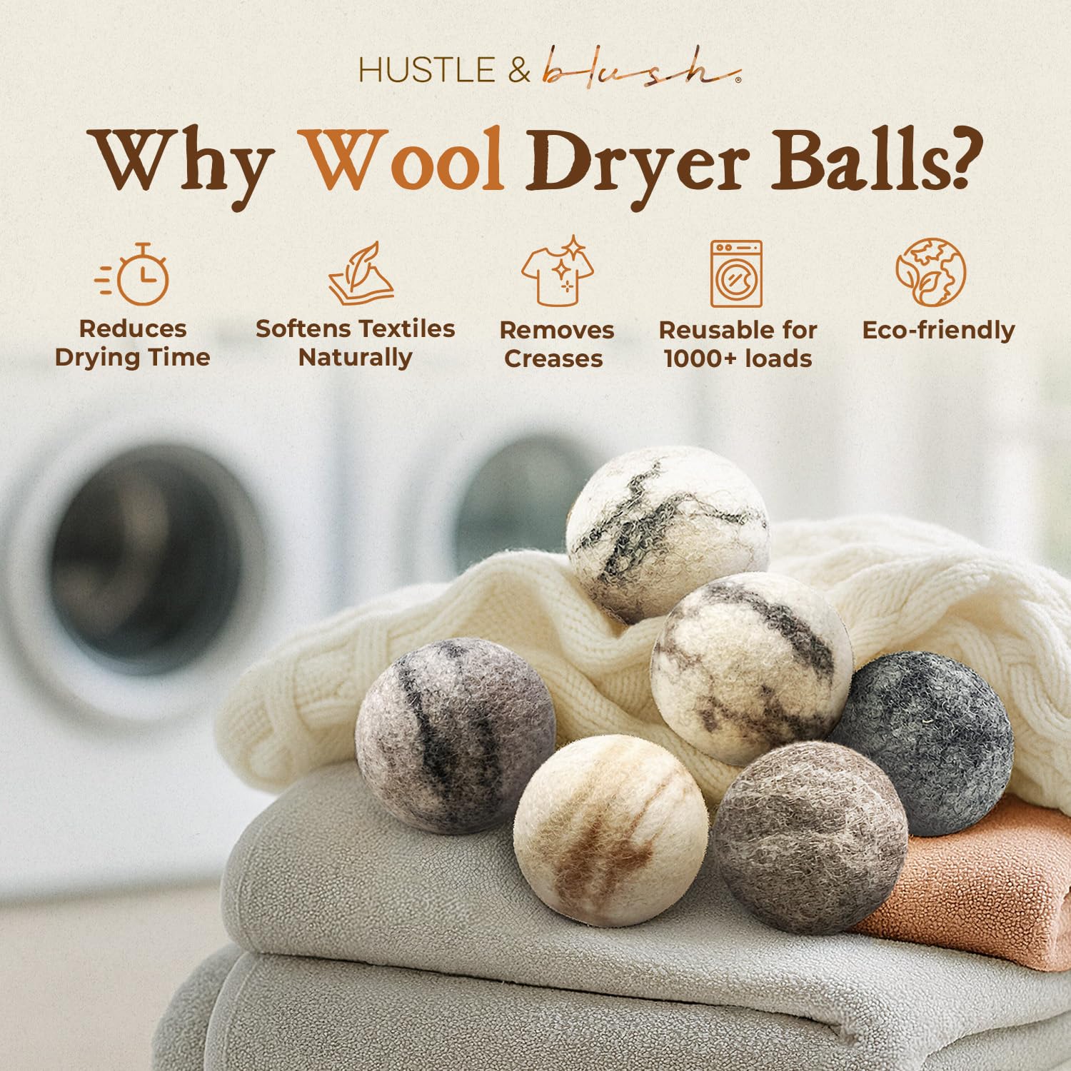 Fluff Ewes Wool Dryer Balls 6 Pack (6 Count)