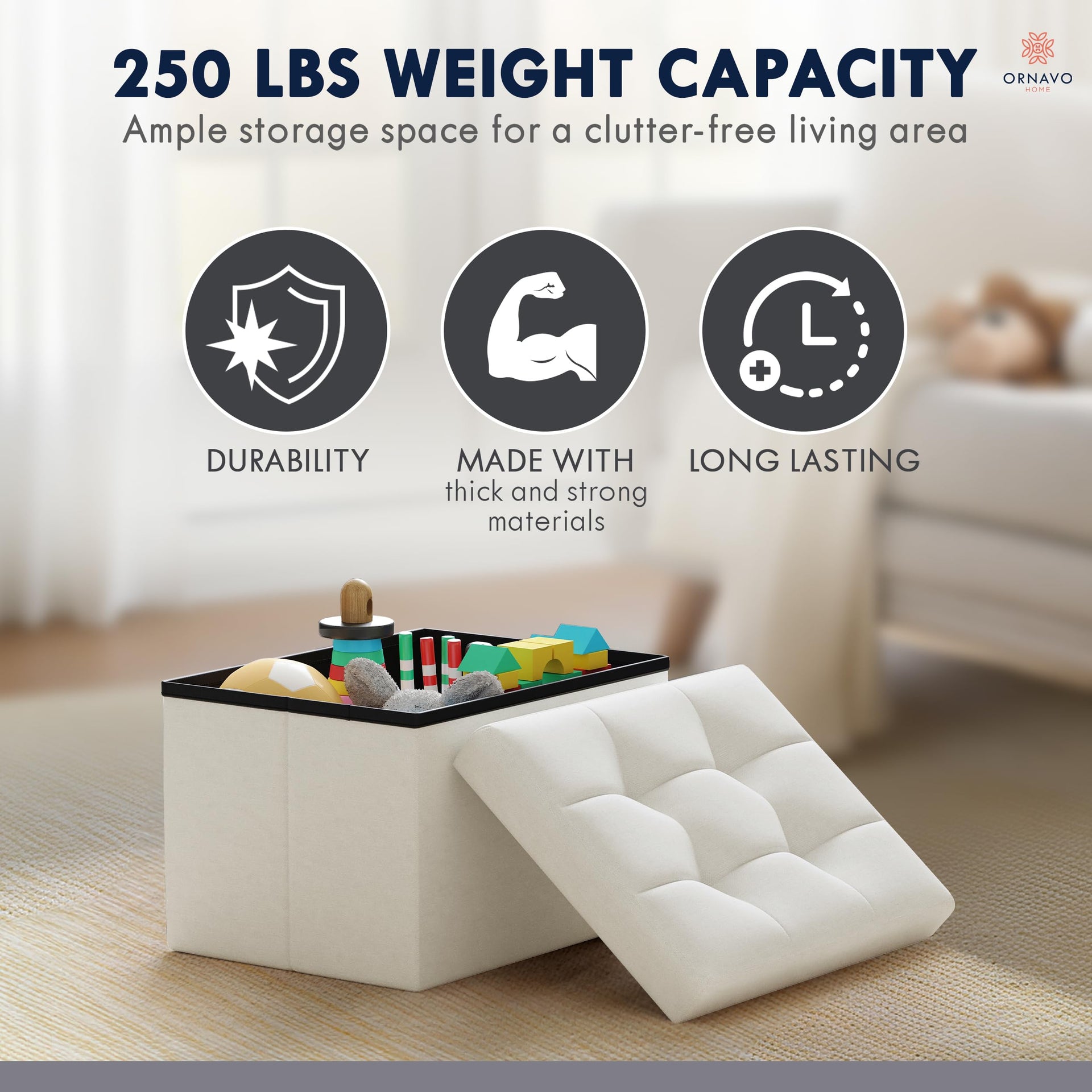 Small Rectangle Storage Ottoman