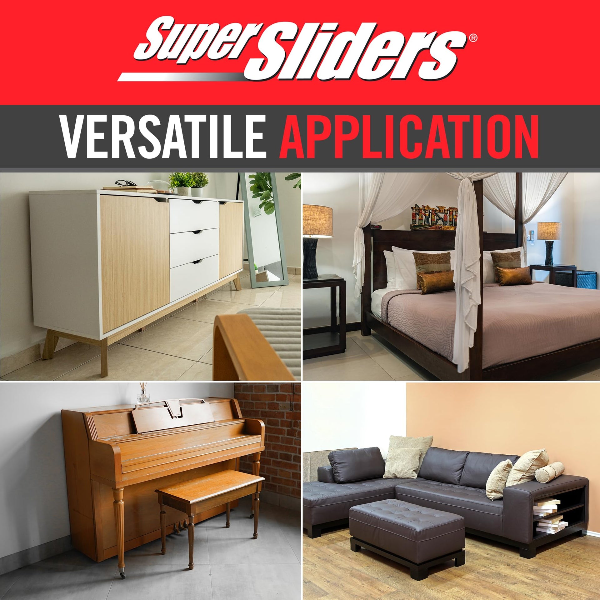 5" Slide & Hide Reusable Furniture Sliders for Hard Surfaces (4 Count)
