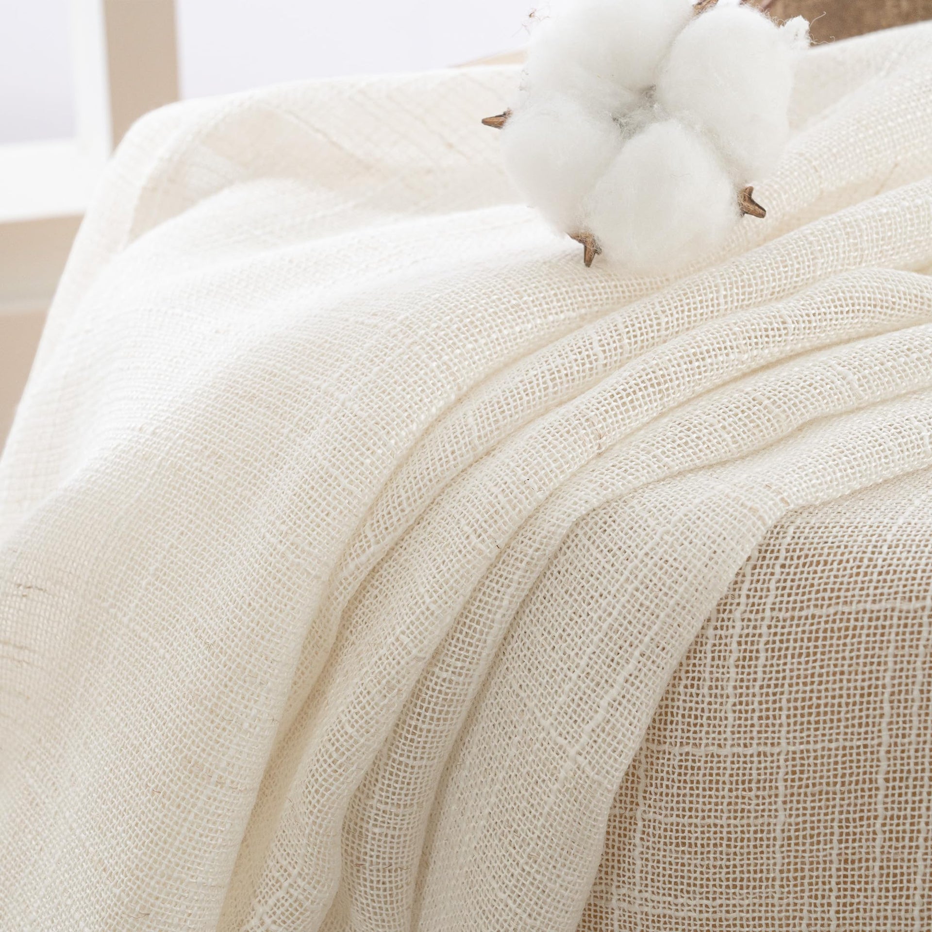 Natural Linen Curtains 48 Inches Long (2 Count)