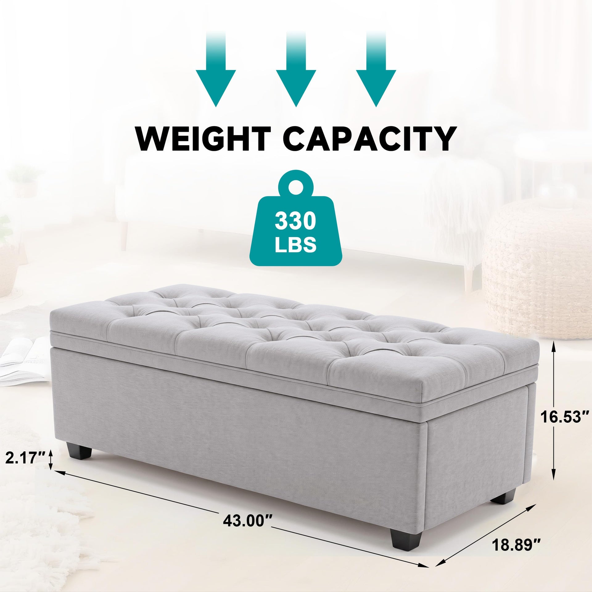 43 Inch Storage Ottoman