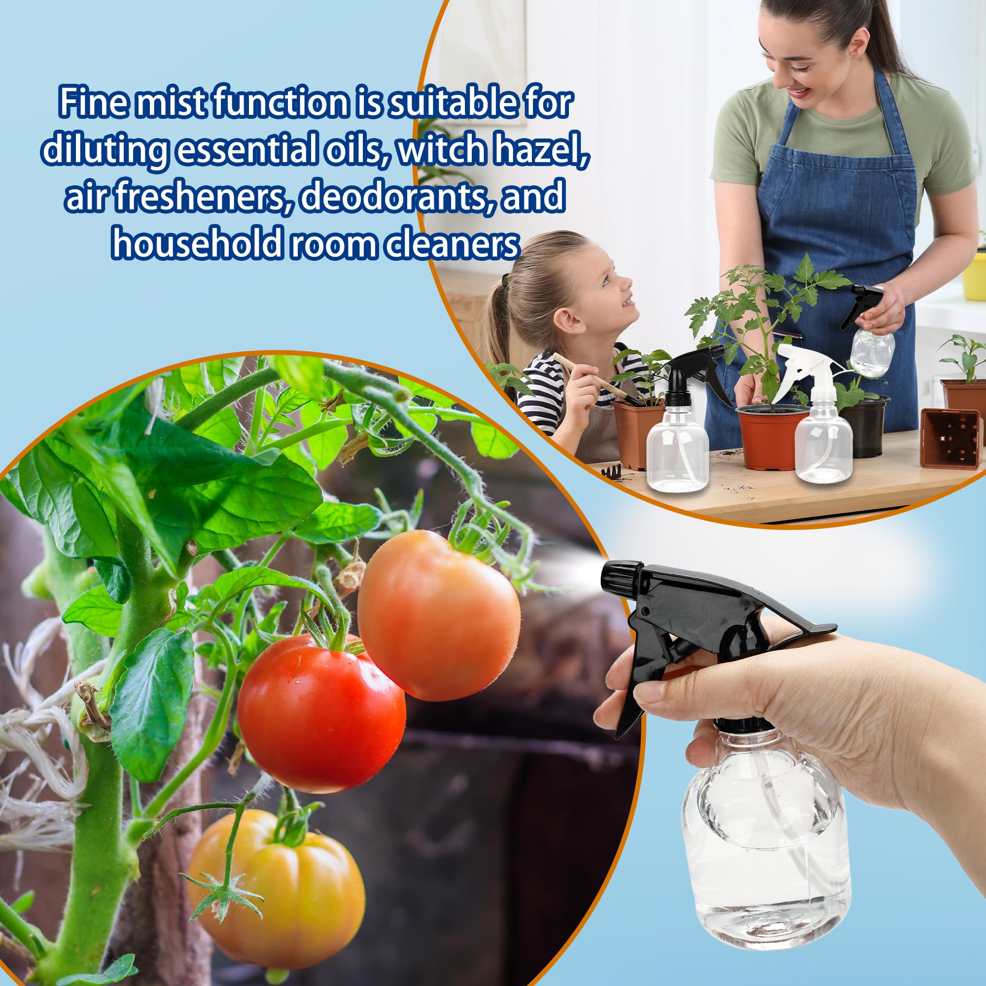 20 Pcs Empty Plastic Spray Bottle 8 oz Clear Liquid Container with Trigger Sprayers for Water Perfume Cleaning Fluid Plants Kitchen Toilet Pet (19.99 Count)