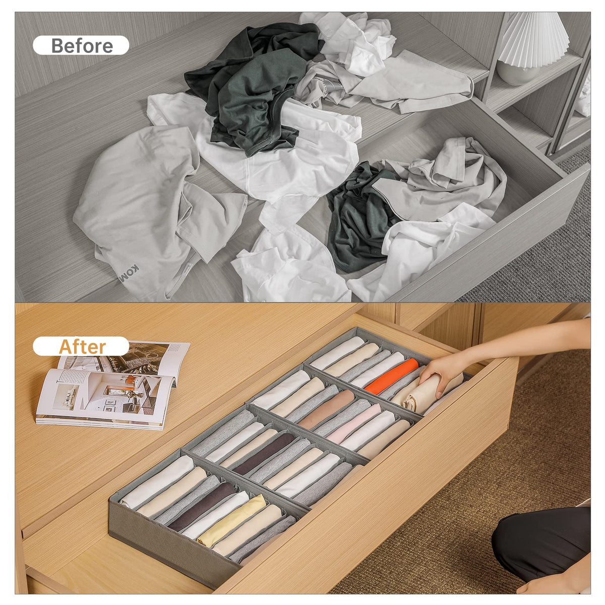 4 Packs T shirt Drawer Organizers for Clothing (4 Count)