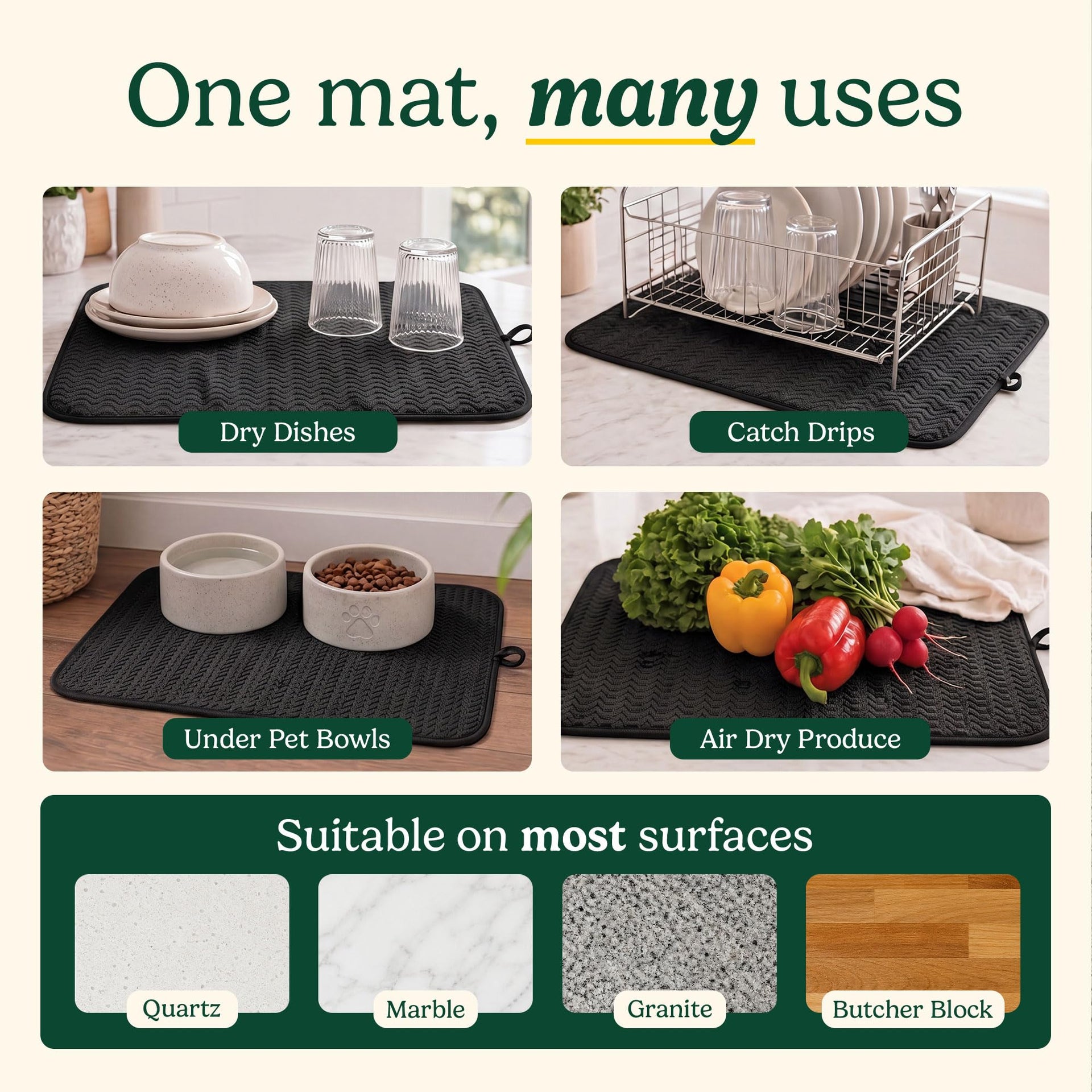 Cuisinart Dish Drying Mat for Kitchen Counter (2 Count)