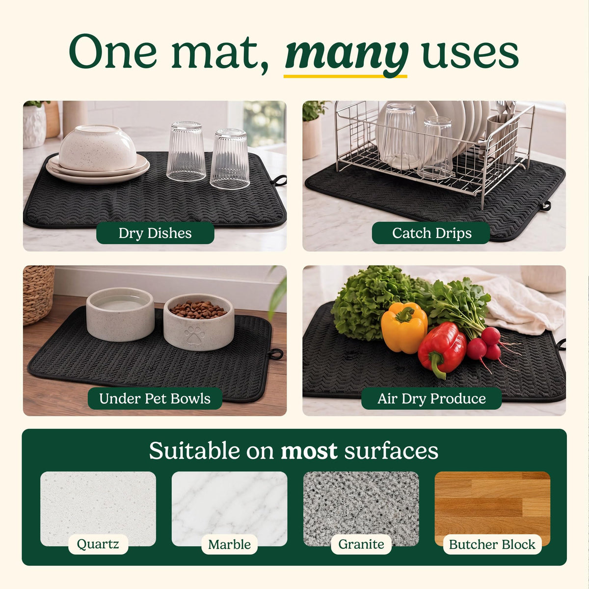 Cuisinart Dish Drying Mat for Kitchen Counter (2 Count)