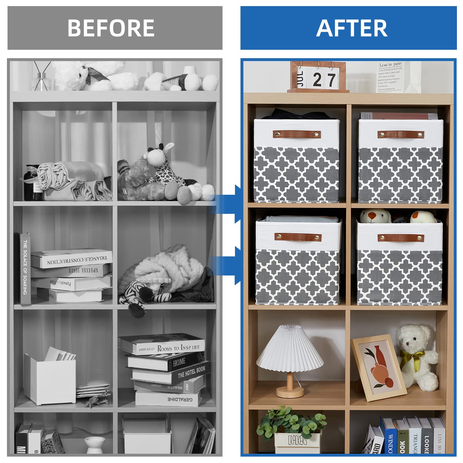 11x11x11 Cube Storage Bins Cube Organizer Bins 4 Pack Canvas Storage Bin for Home