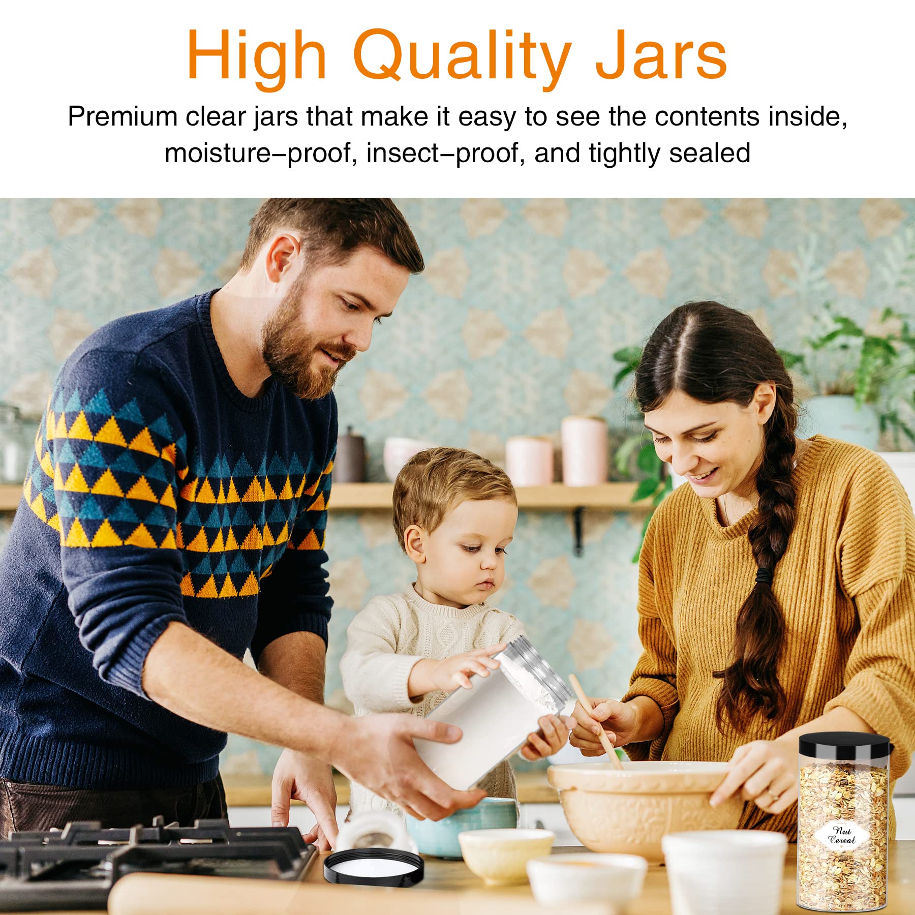 32 OZ Plastic Jars with Lids (16 Count)