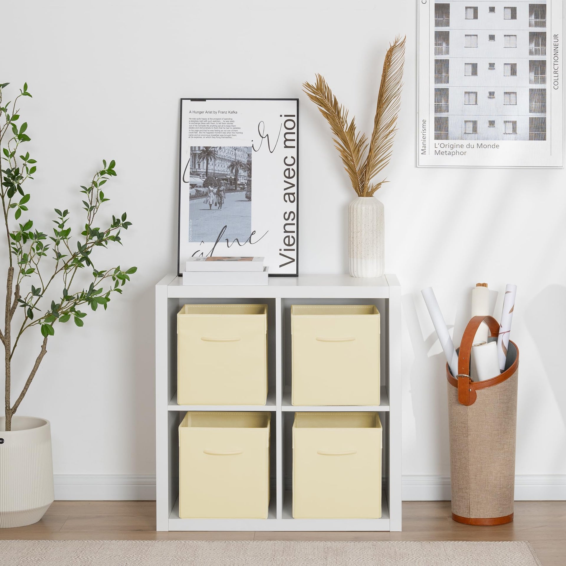 11in Leather Cube Storage Bins (4 Count)