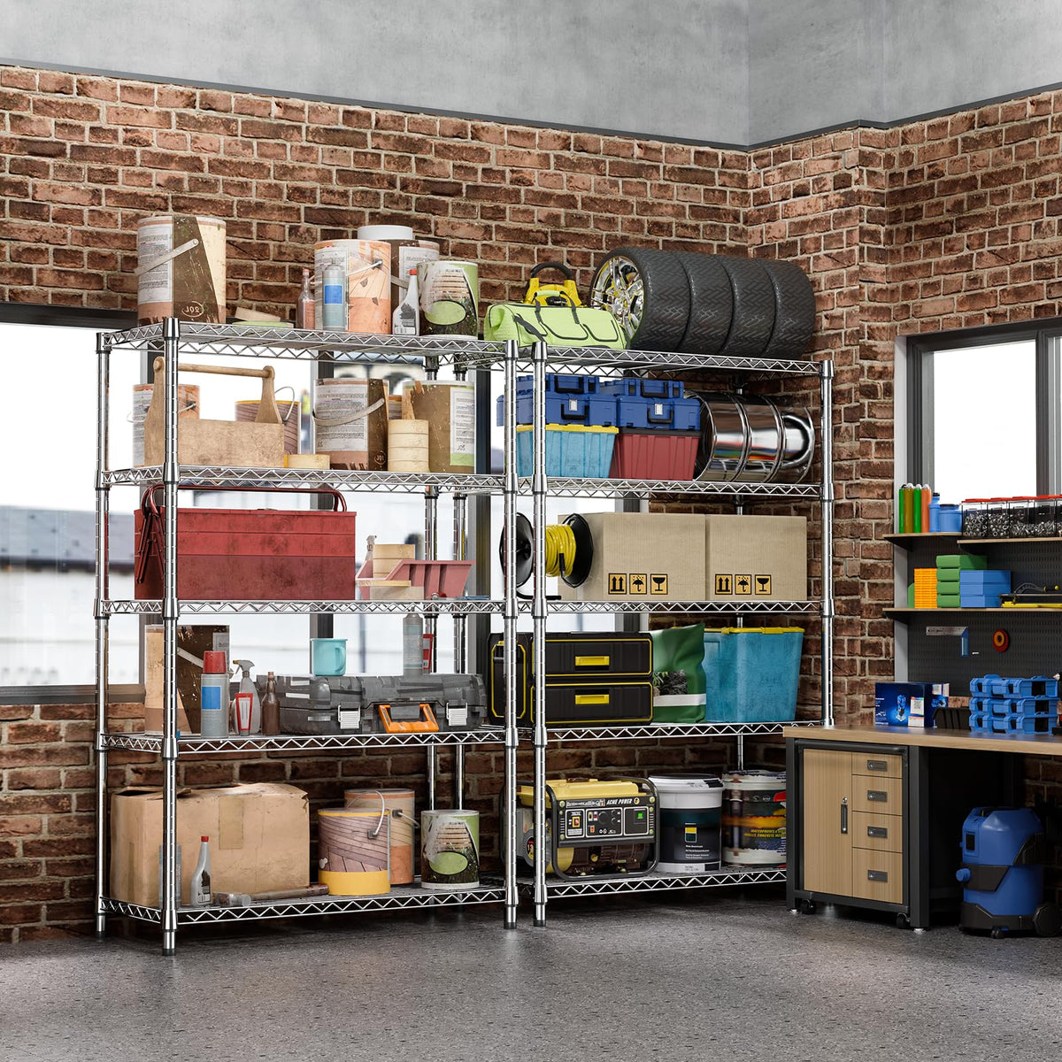 18"in Deep Heavy Duty Industrial Metal Garage Shelving for Laundry Storage
