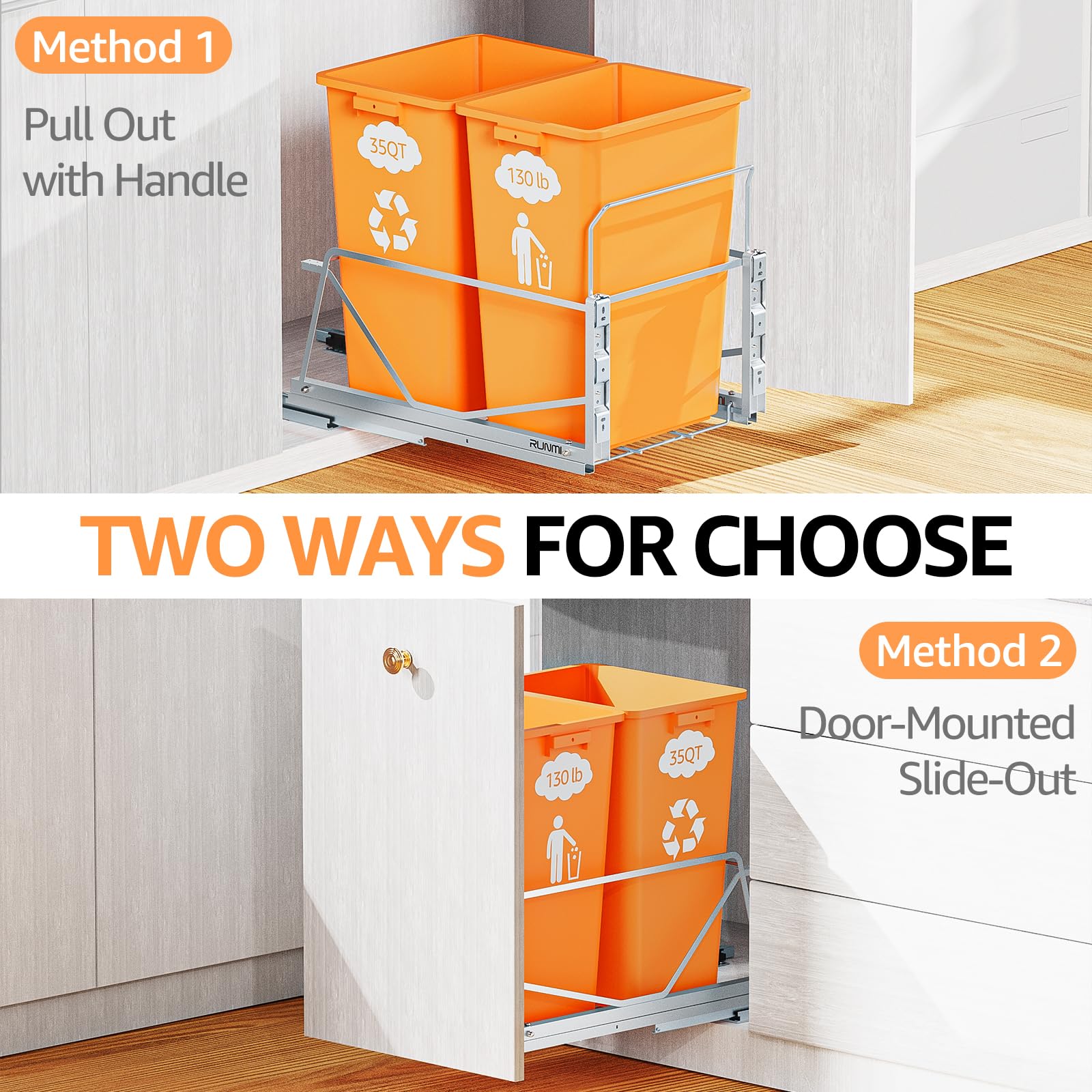 Double Pull Out Trash Can Under Cabinet