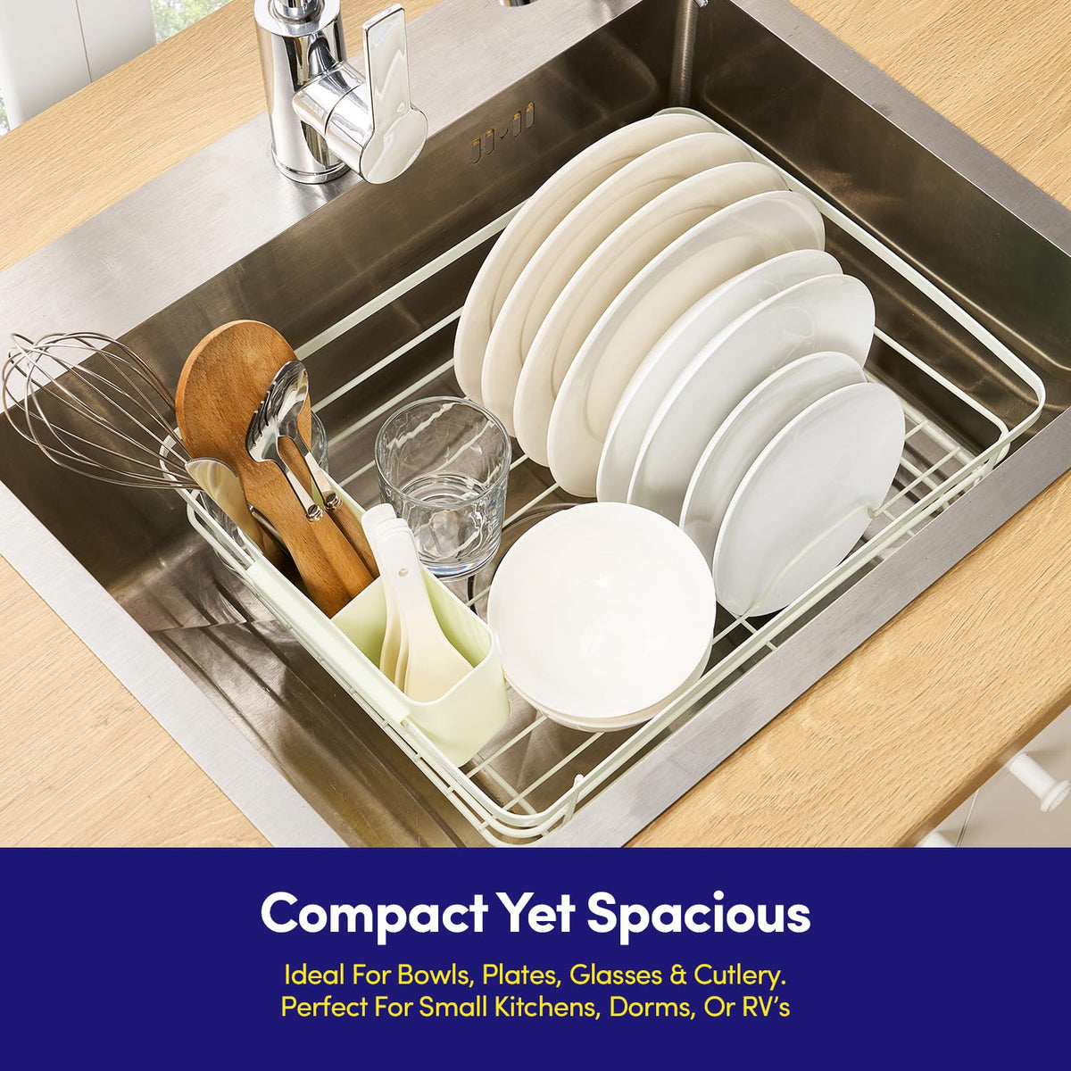Dish Drying Rack 3 Piece Dish Drainer with Drainboard Set for Kitchen Counter