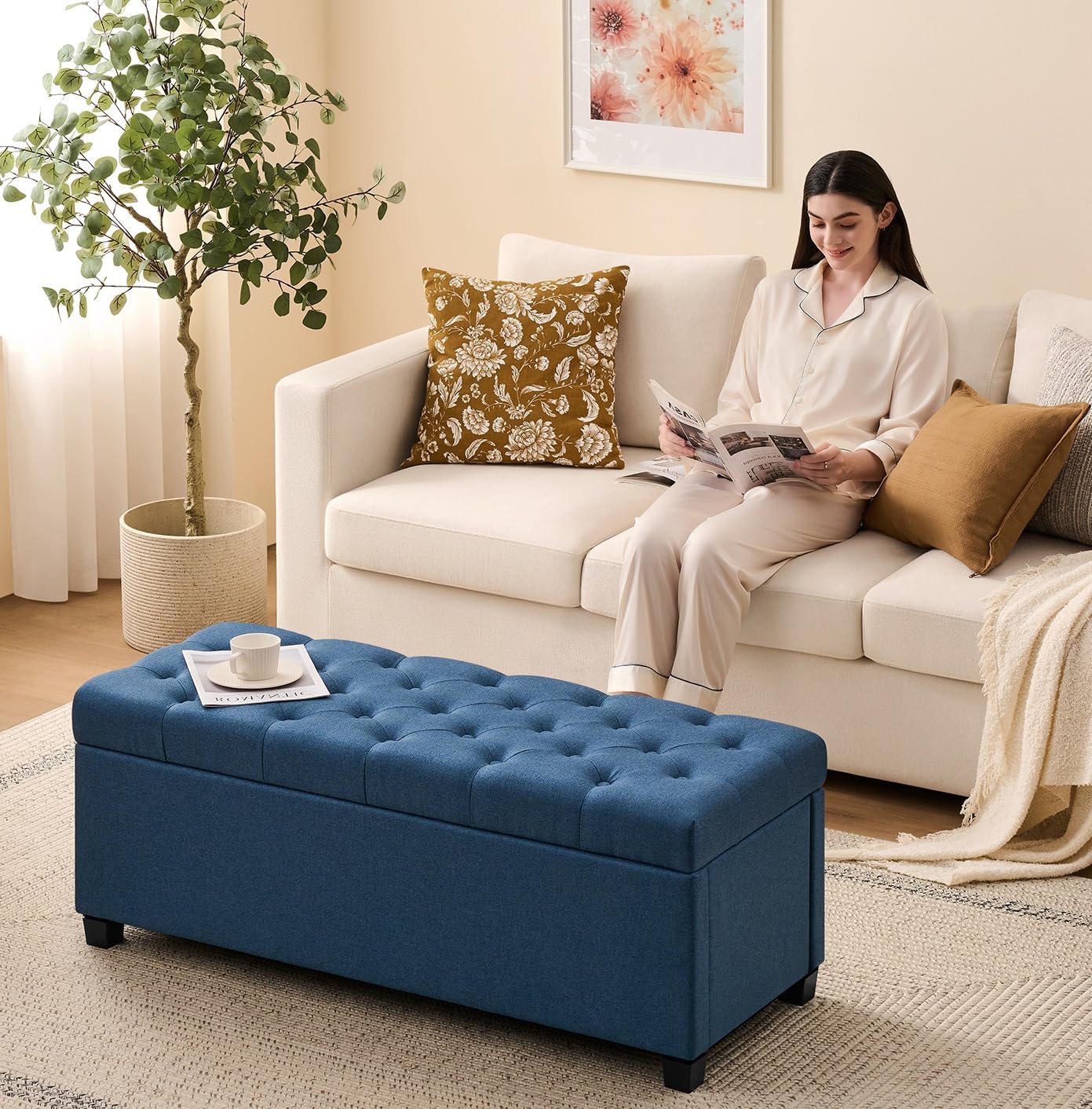 Storage Ottoman Bench for Bedroom