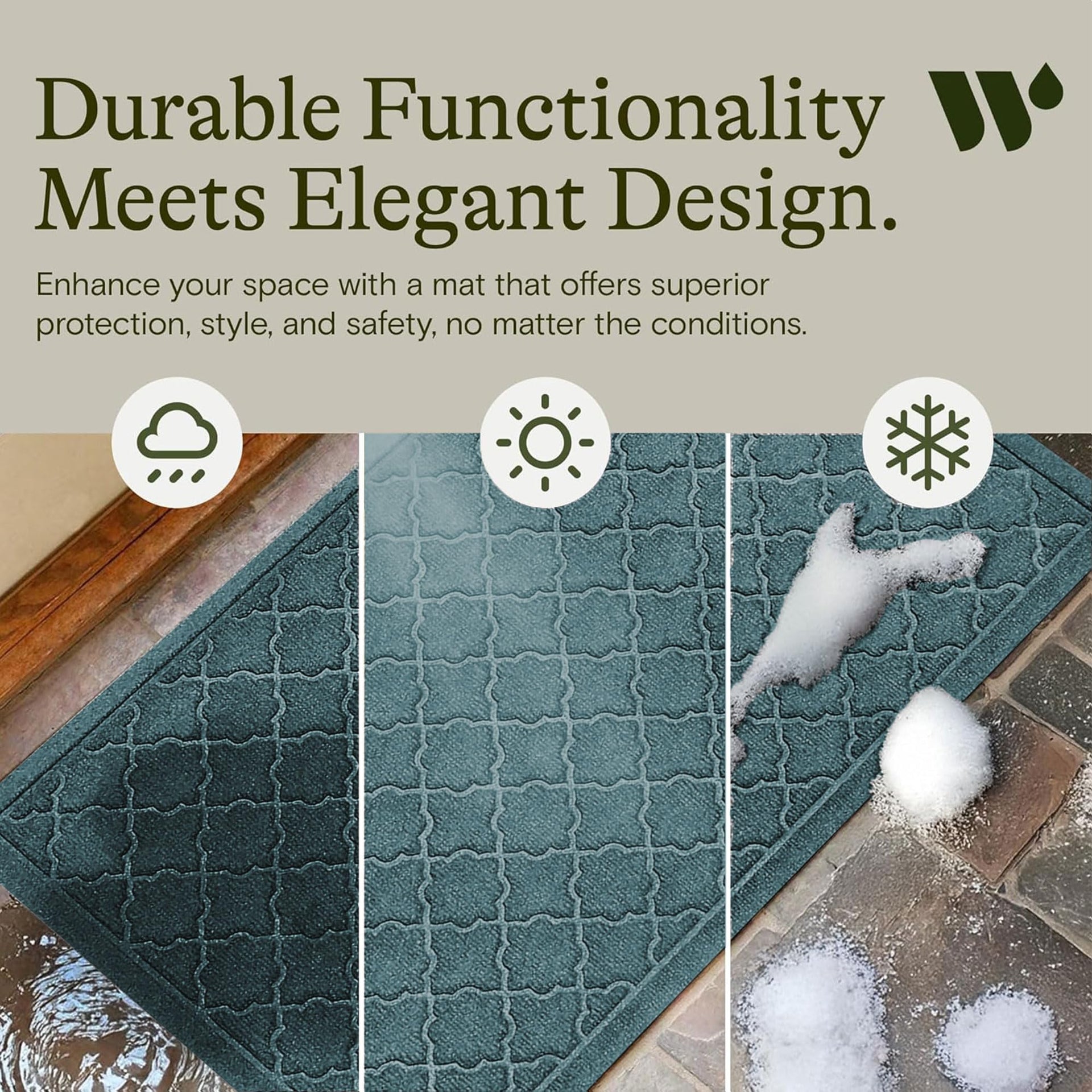 Cordova Front Door Mat Indoor Outdoor Entrance (6 Sq Ft)