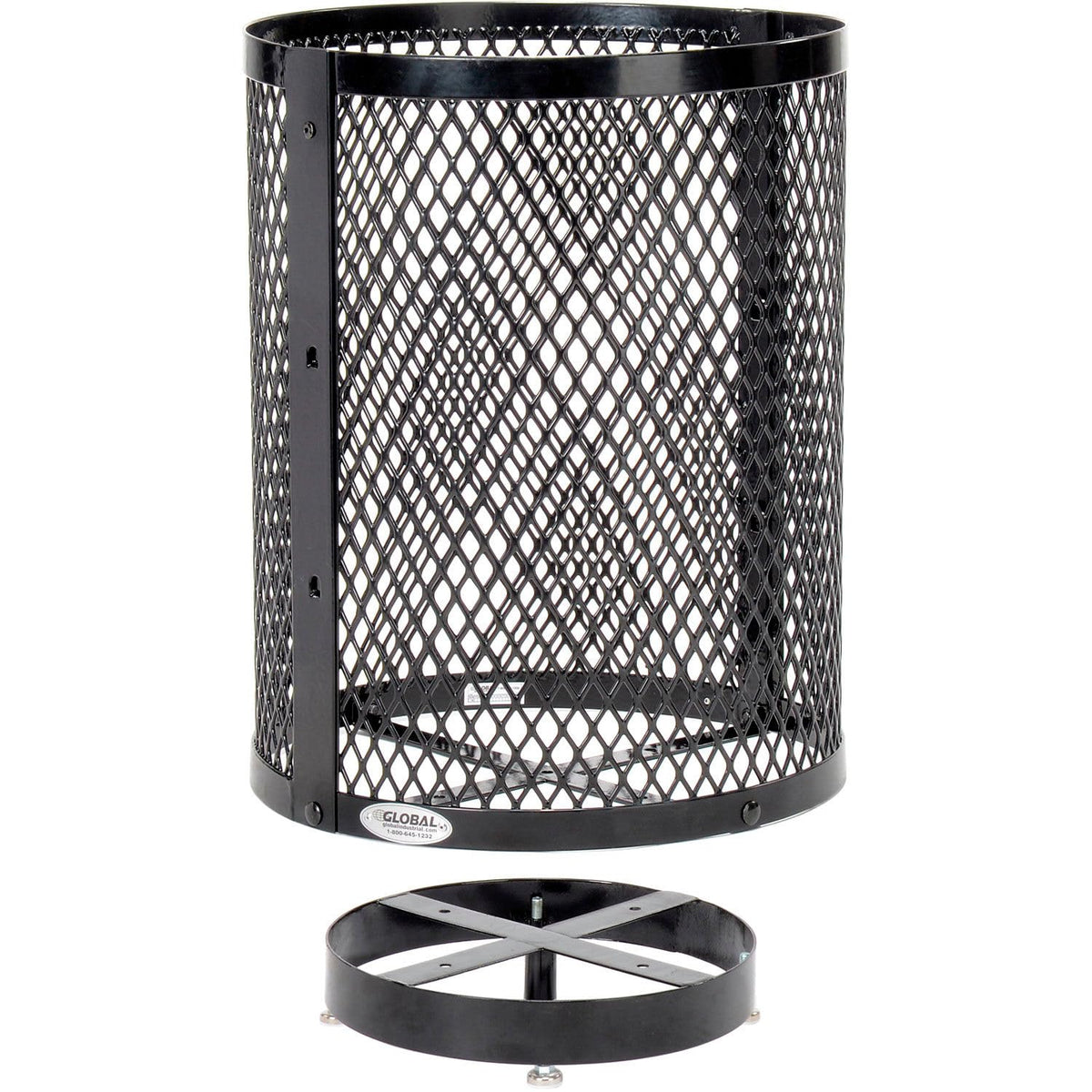 Outdoor Diamond Steel Trash Can with Rain Bonnet Lid