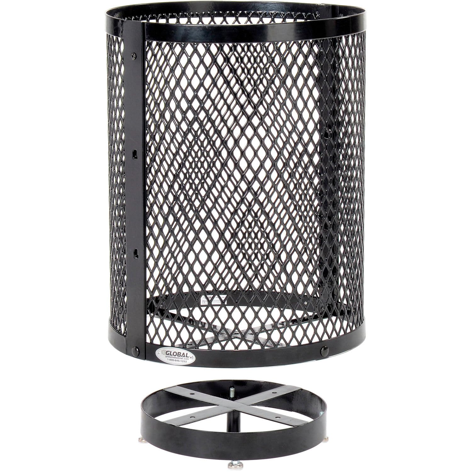 Outdoor Diamond Steel Trash Can with Rain Bonnet Lid