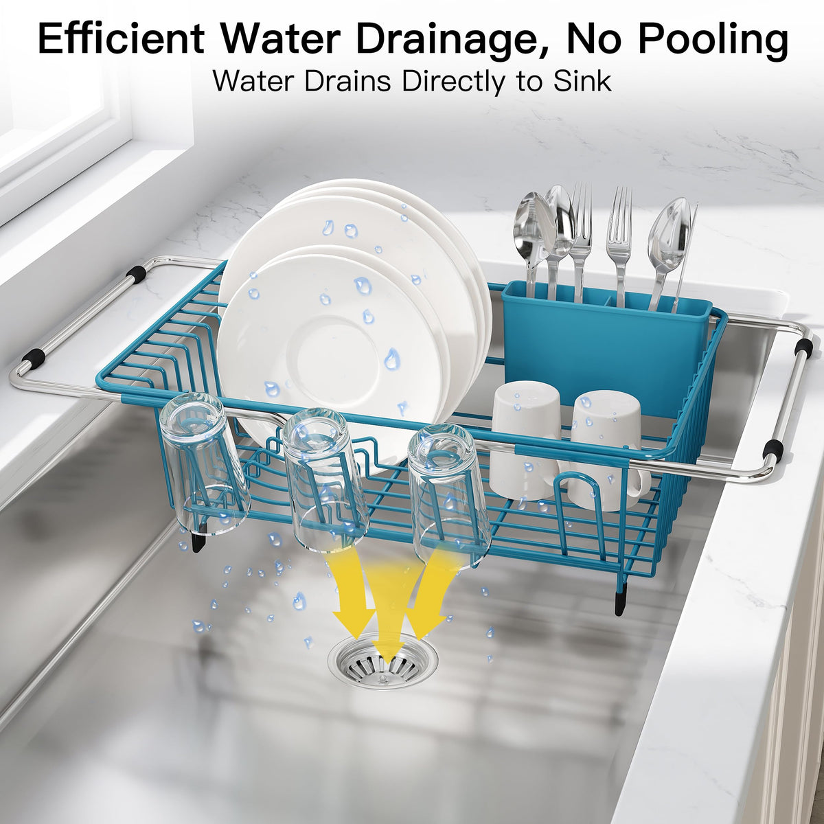 Blue Dish Drying Rack in Sink