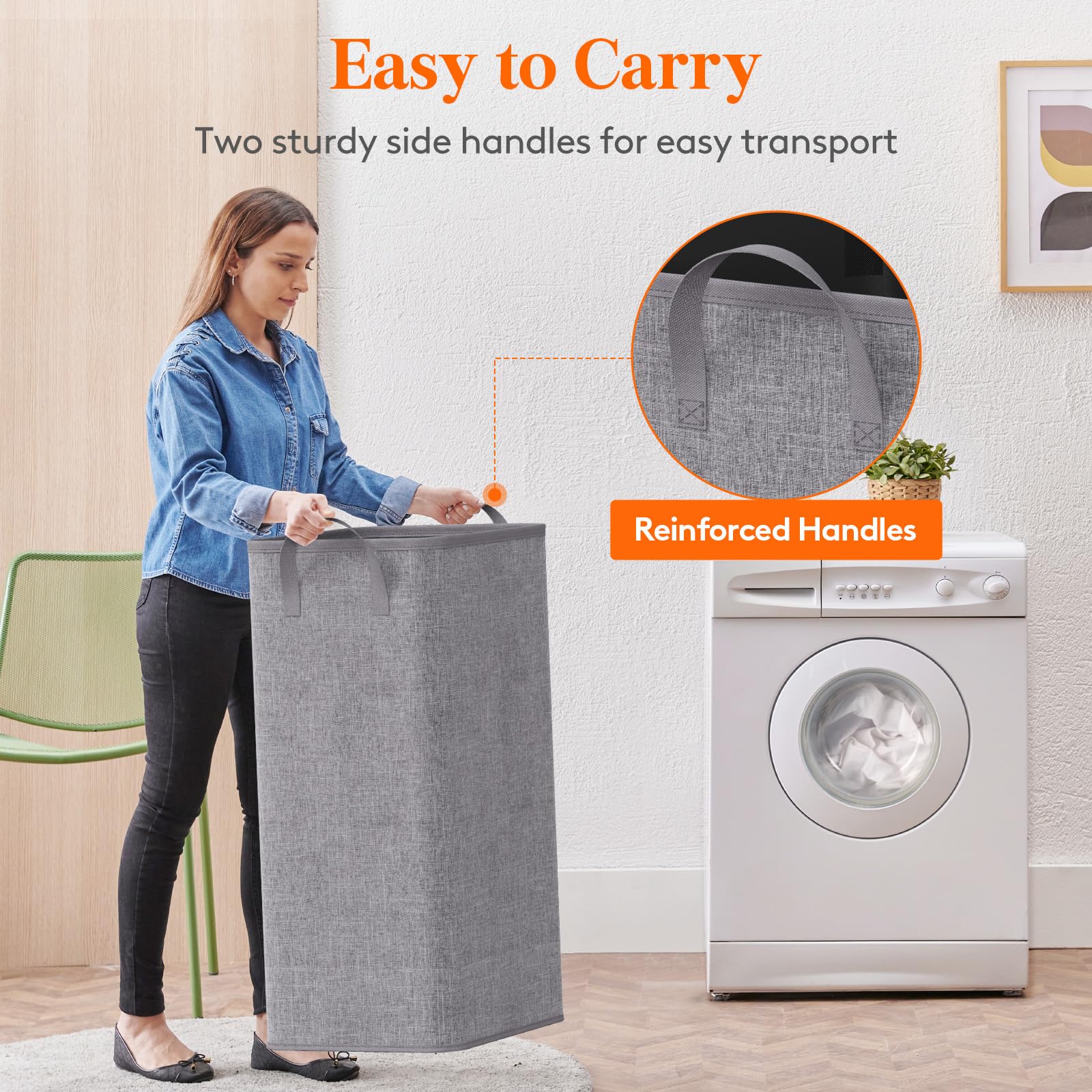 100L Large Laundry Basket with Handles