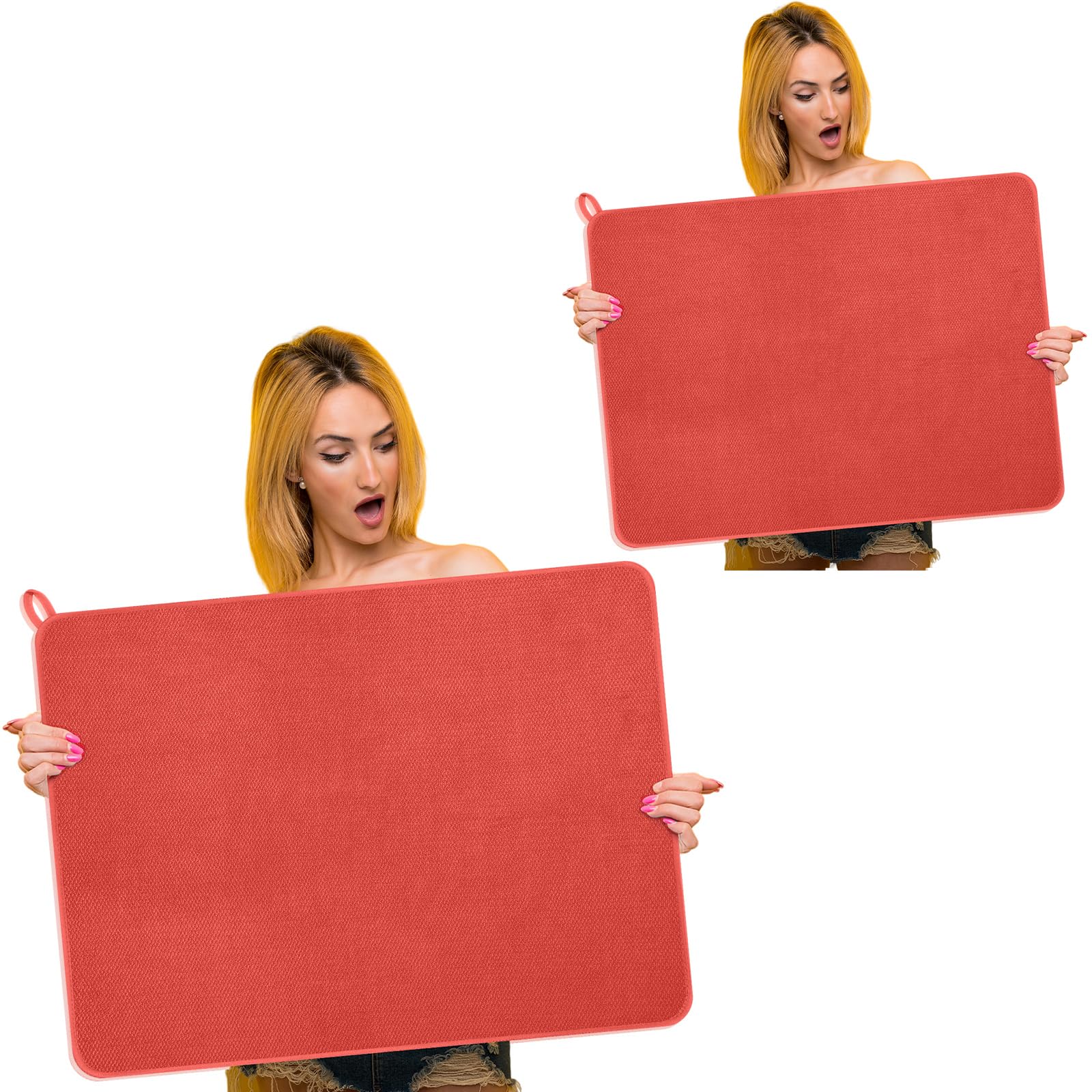 2 Pack Extra Large Dish Drying Mat Microfiber Absorbent Dish Drying Pad Large Size Dishes Drainer Mats for Countertop