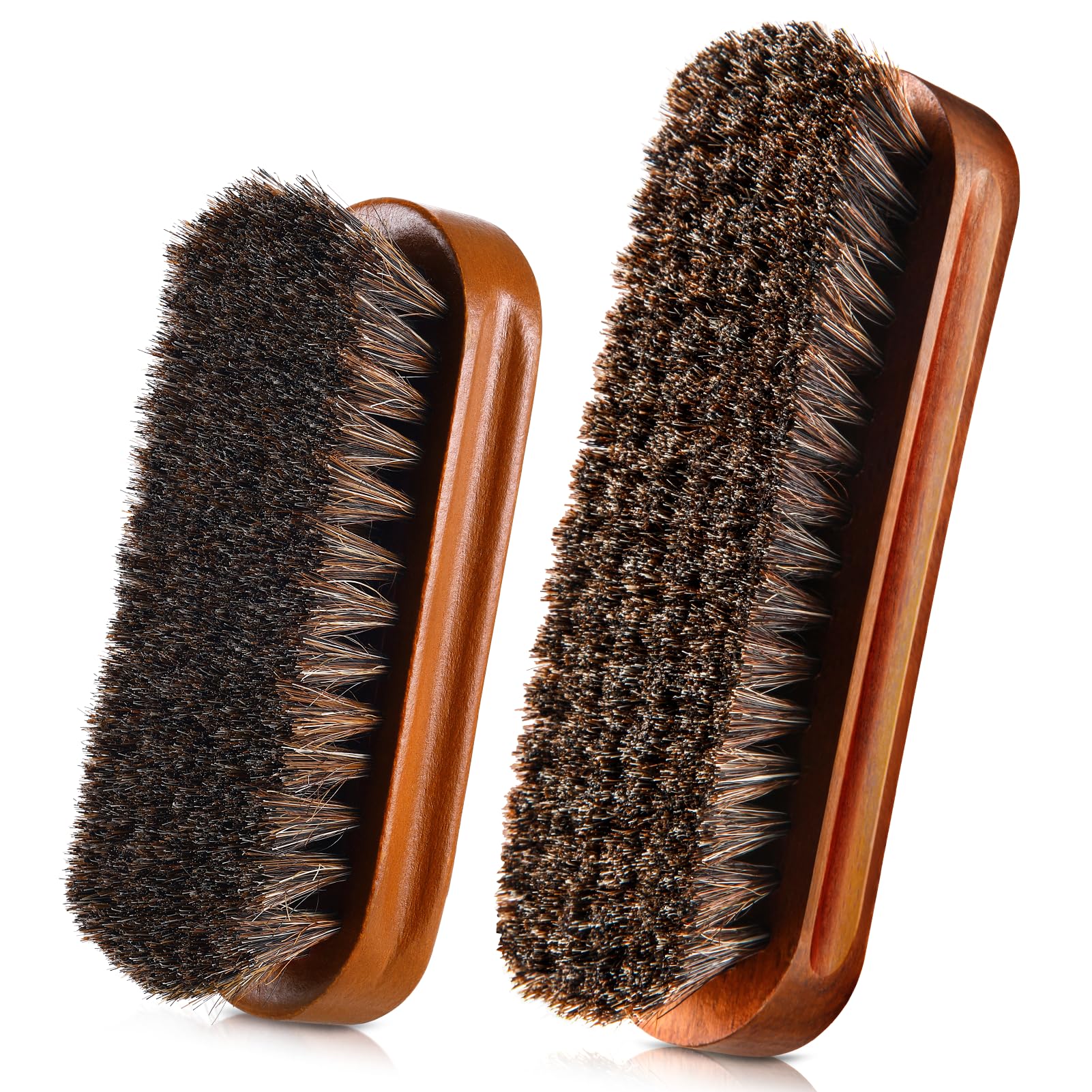 2 Pcs Horsehair Shine Shoes Brush Kit Polish Dauber Applicators Cleaning Leather Shoes Boots Care Brushes Suede Cleaner Brush (5.5 Count)