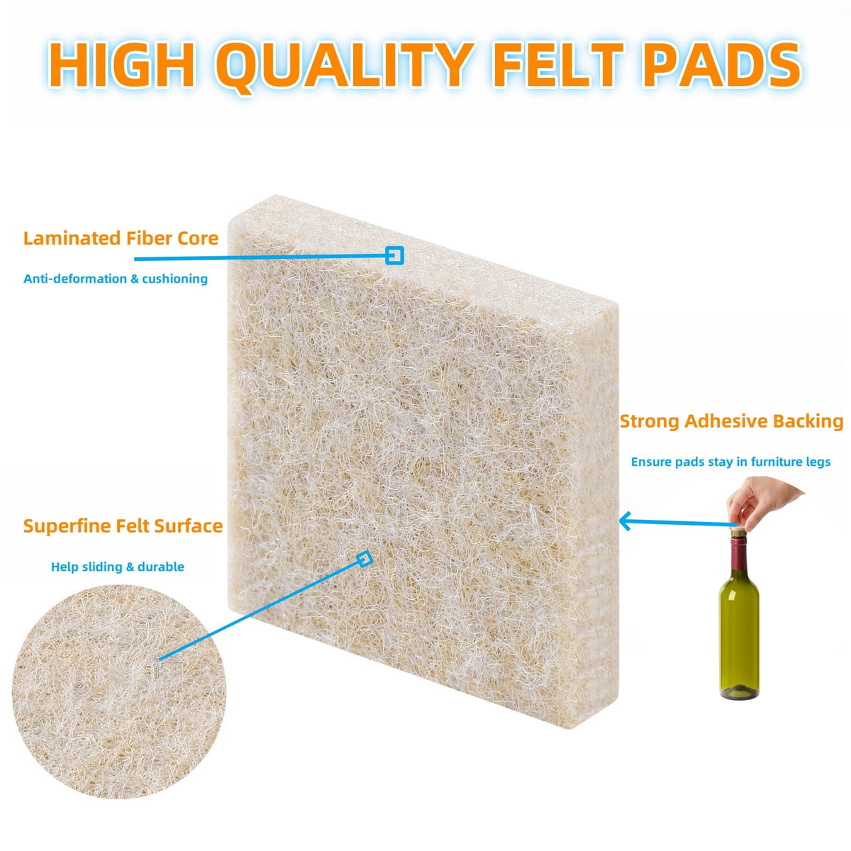 Felt Furniture Pads for Hardwood Floor (96 Count)