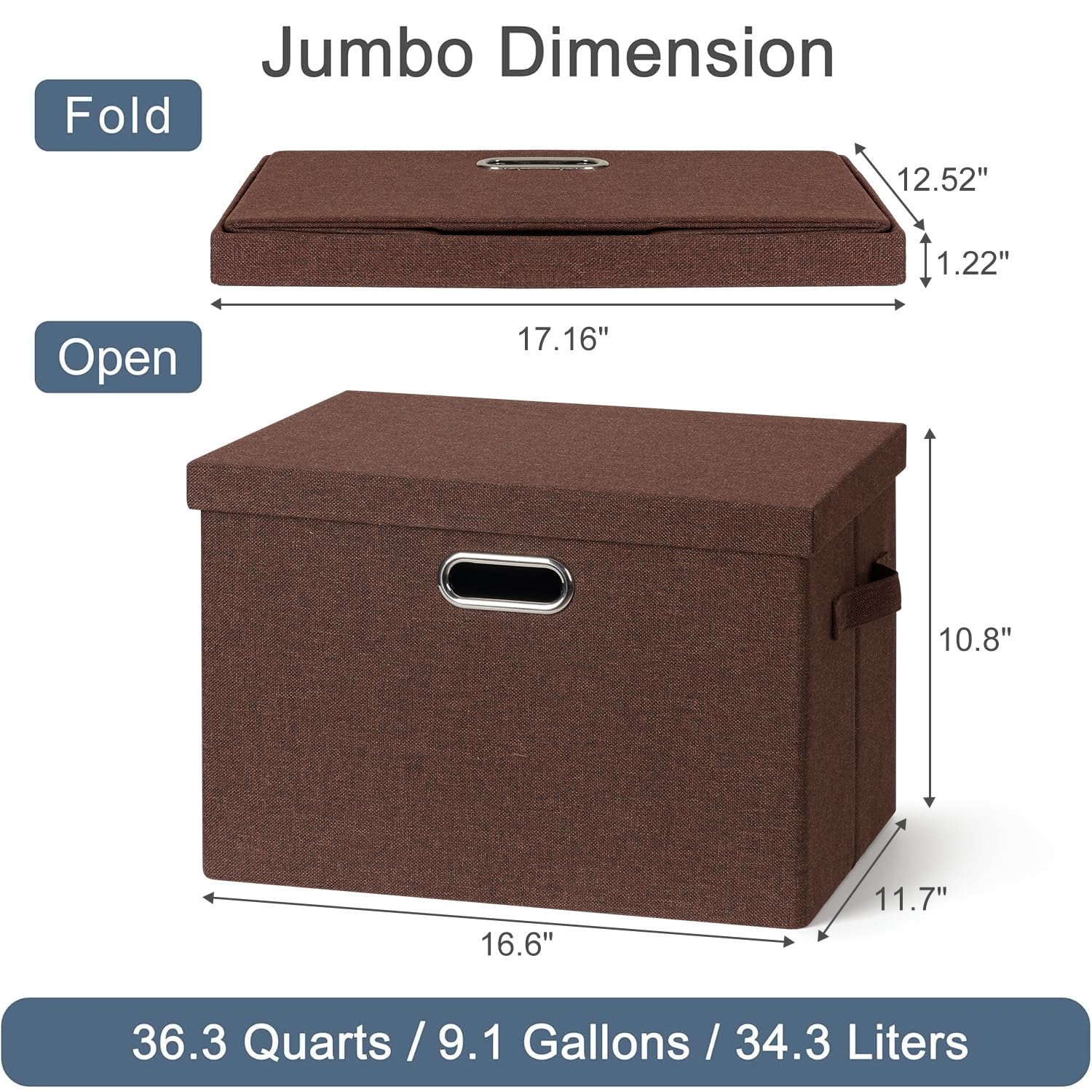 Storage Bins with Lids Fabric Closet Organizers Cubes Office Organization (3 Count)