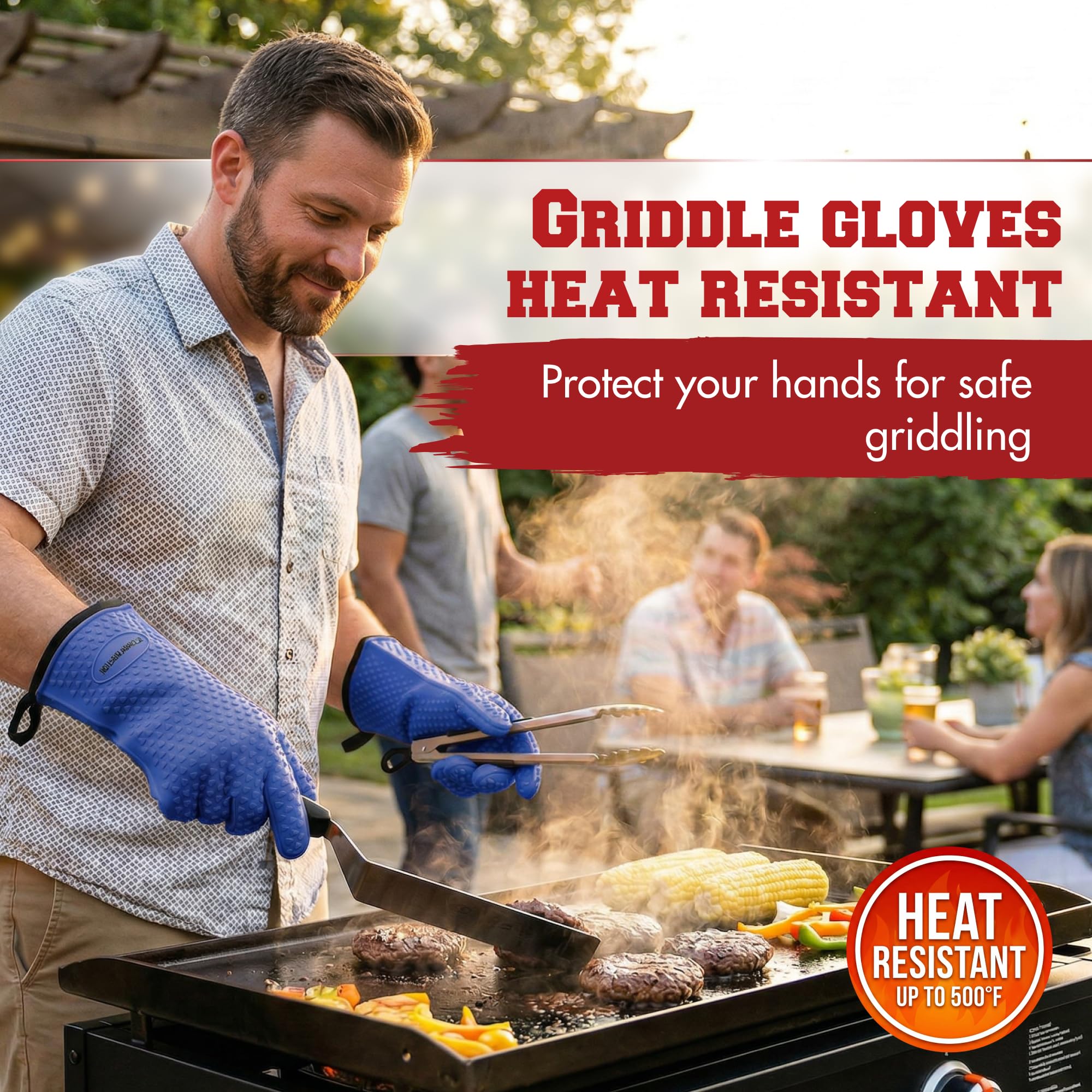 Silicone Griddle Grill Gloves Heat Resistant Oven Mitts