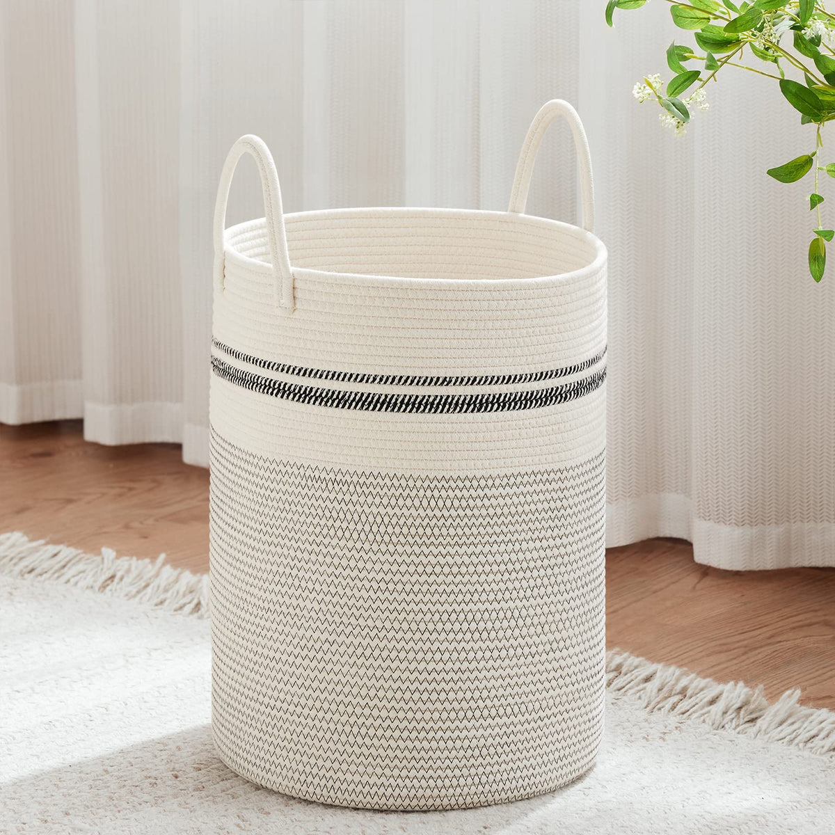 58L Tall Woven Laundry Basket Hamper