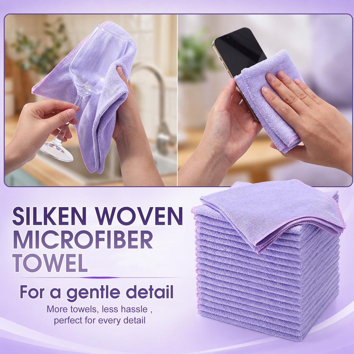 60 Pcs Microfiber Cleaning Cloths for Cars Ultra Absorbent Car Towels Drying Reusable Cleaning Supplies House Kitchen Window Microfiber Towel (60 Count)