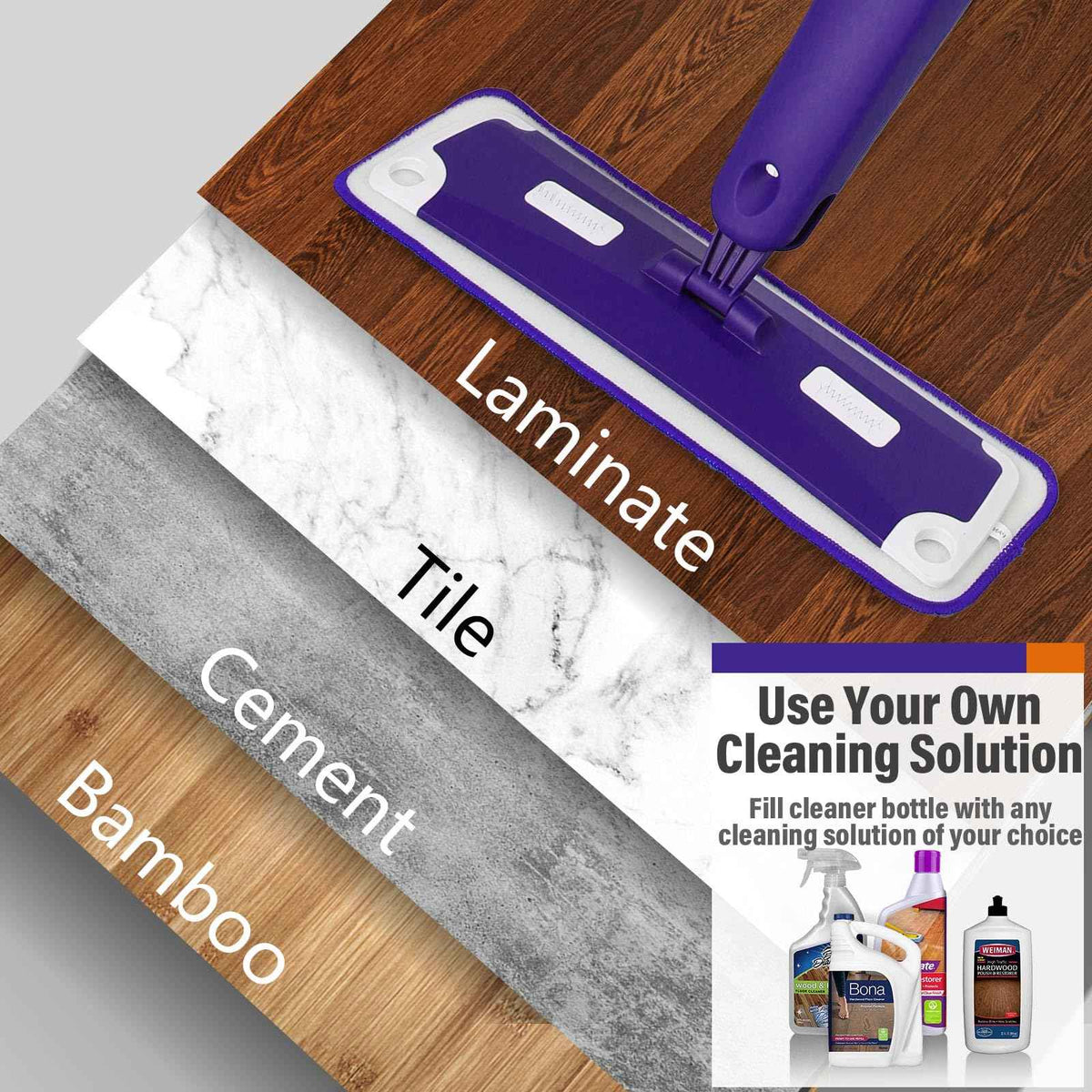 Spray Mop for Floor Cleaning with Bottle & 3 Microfiber Pads