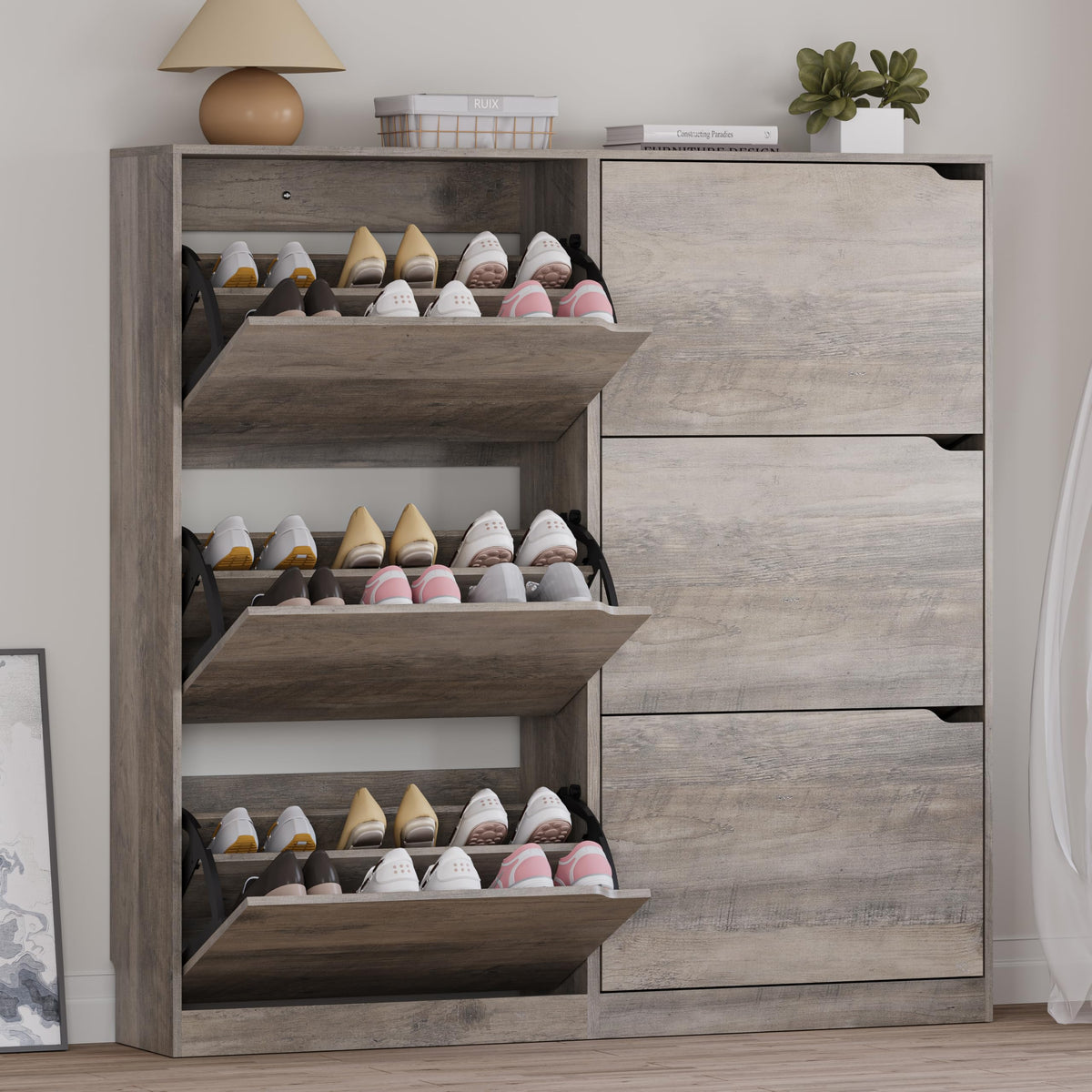 Shoe Cabinet with 6 Flip Drawers