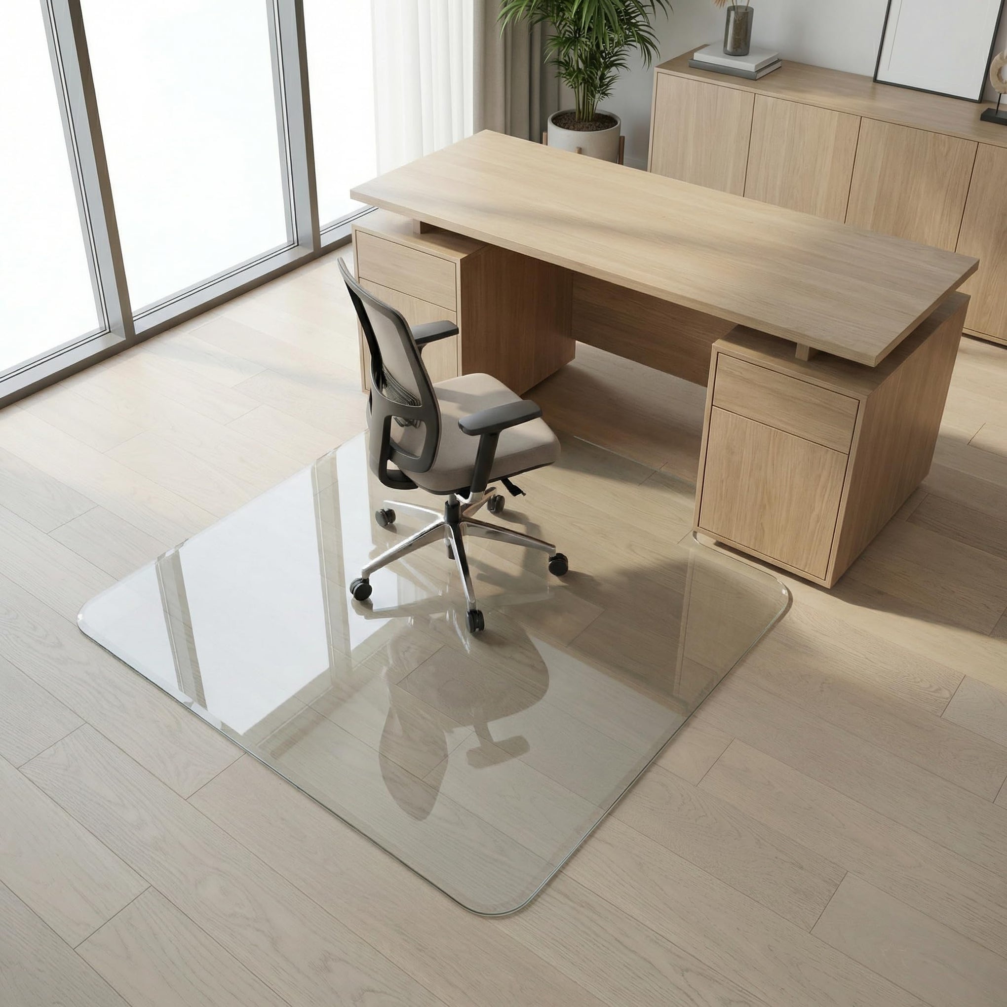 Tempered Glass Chair Mat with Lip for Carpet