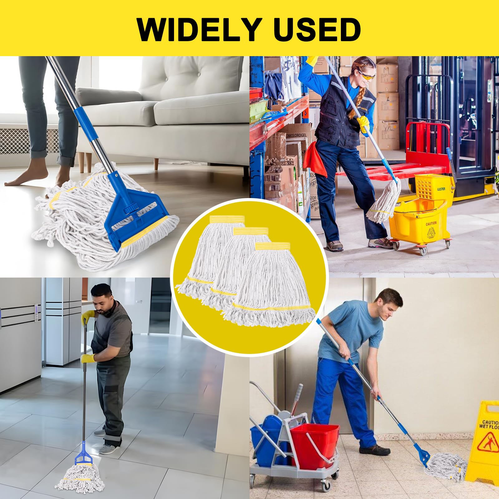 3 Pack Heavy Duty Commercial Mop Head Replacement - ModHome Supplies