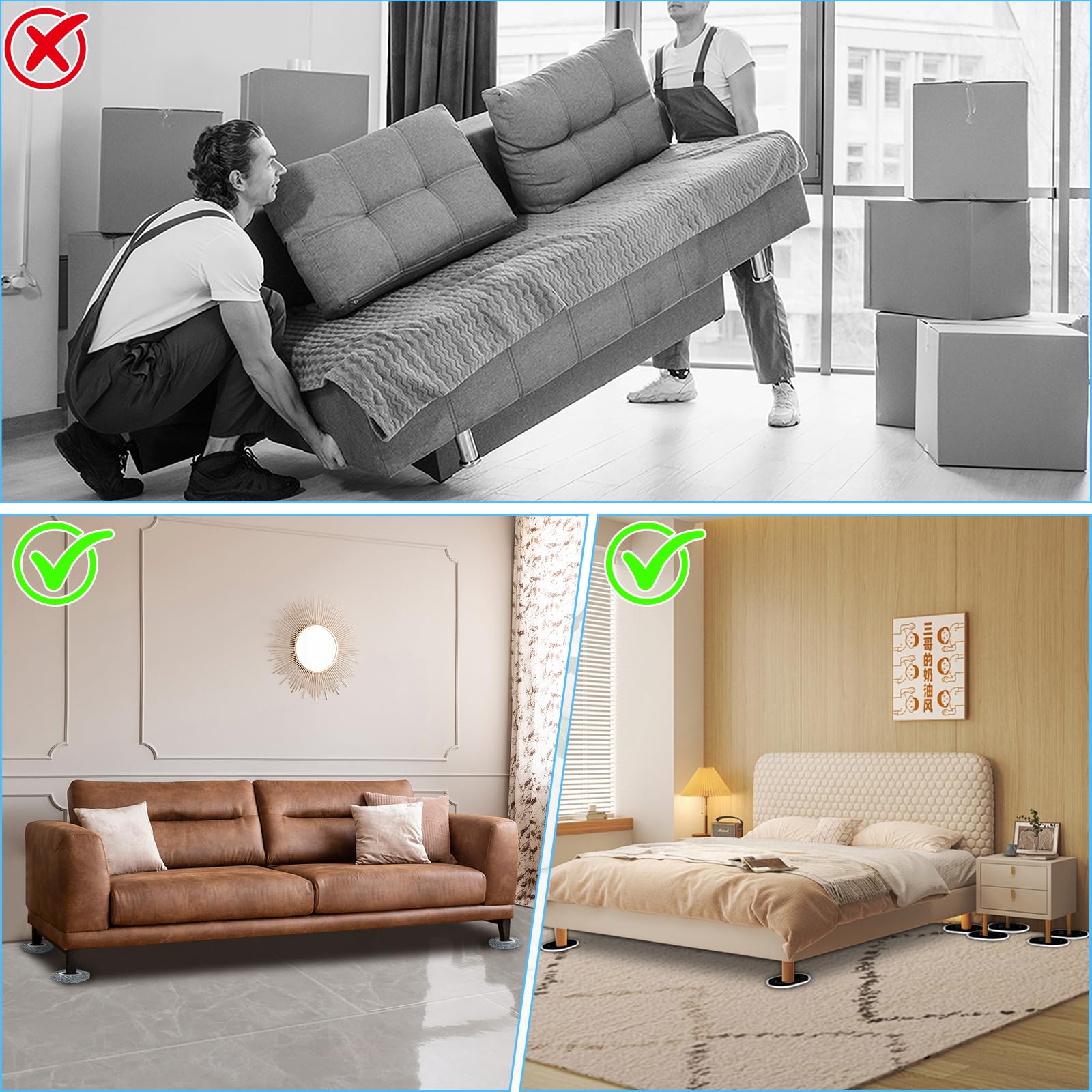 Furniture Sliders for Hardwood Floors (12 Count)