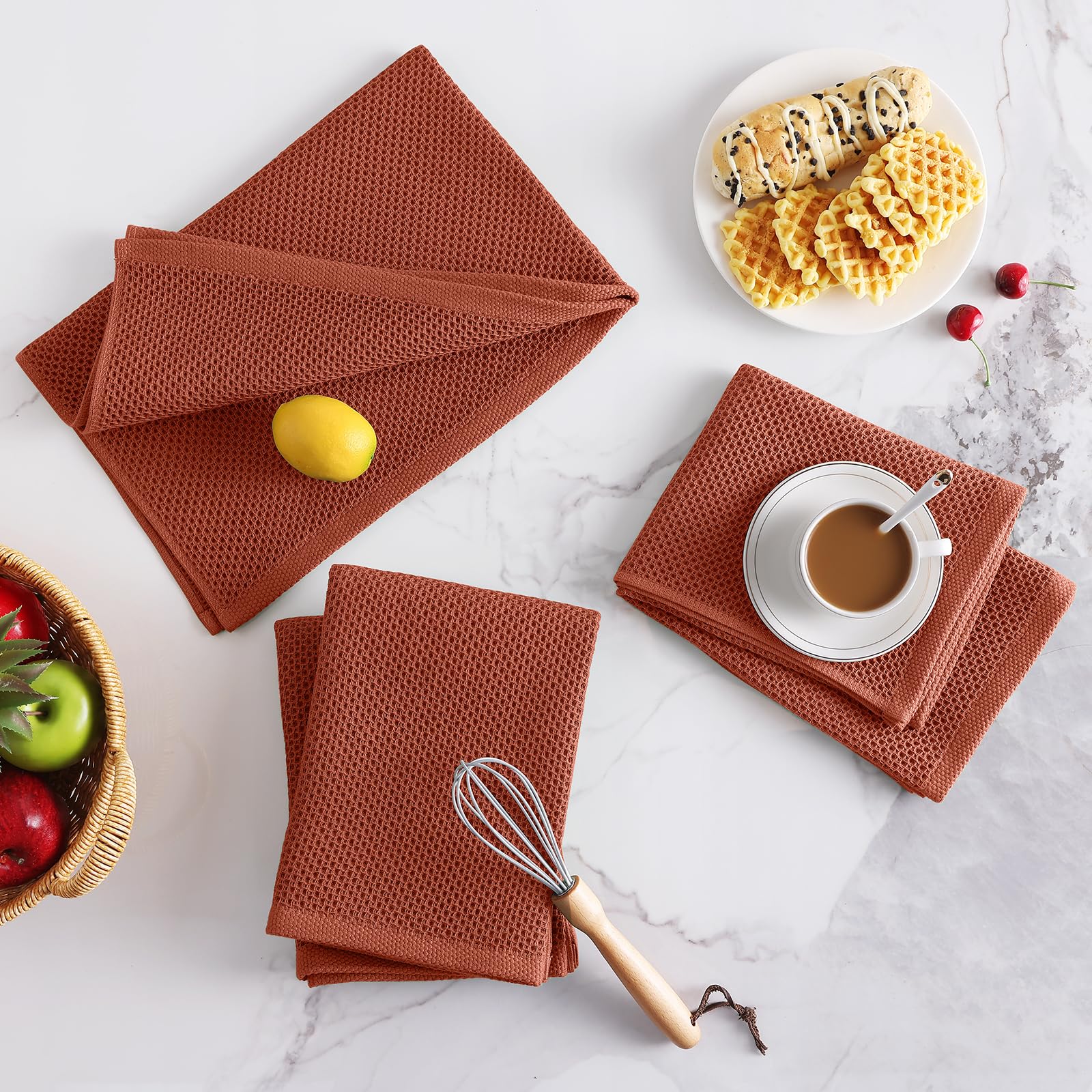 100% Cotton Oversized Waffle Weave Kitchen Towels 8 (8 Count)