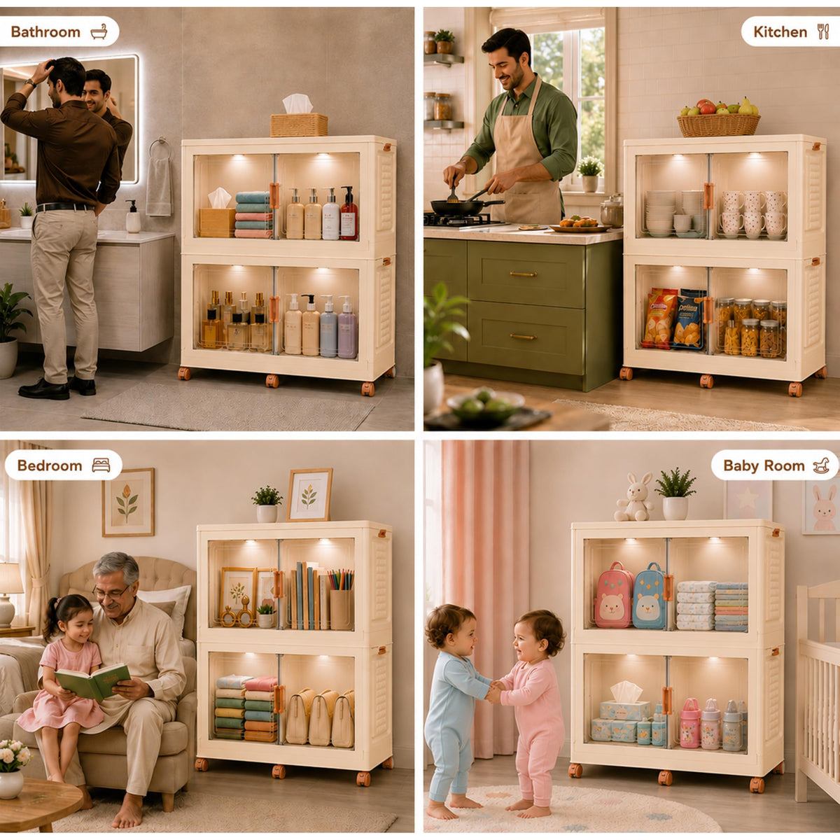 376QT 94GAL 2 Pack Foldable Cabinets with Wheels (2 Count)