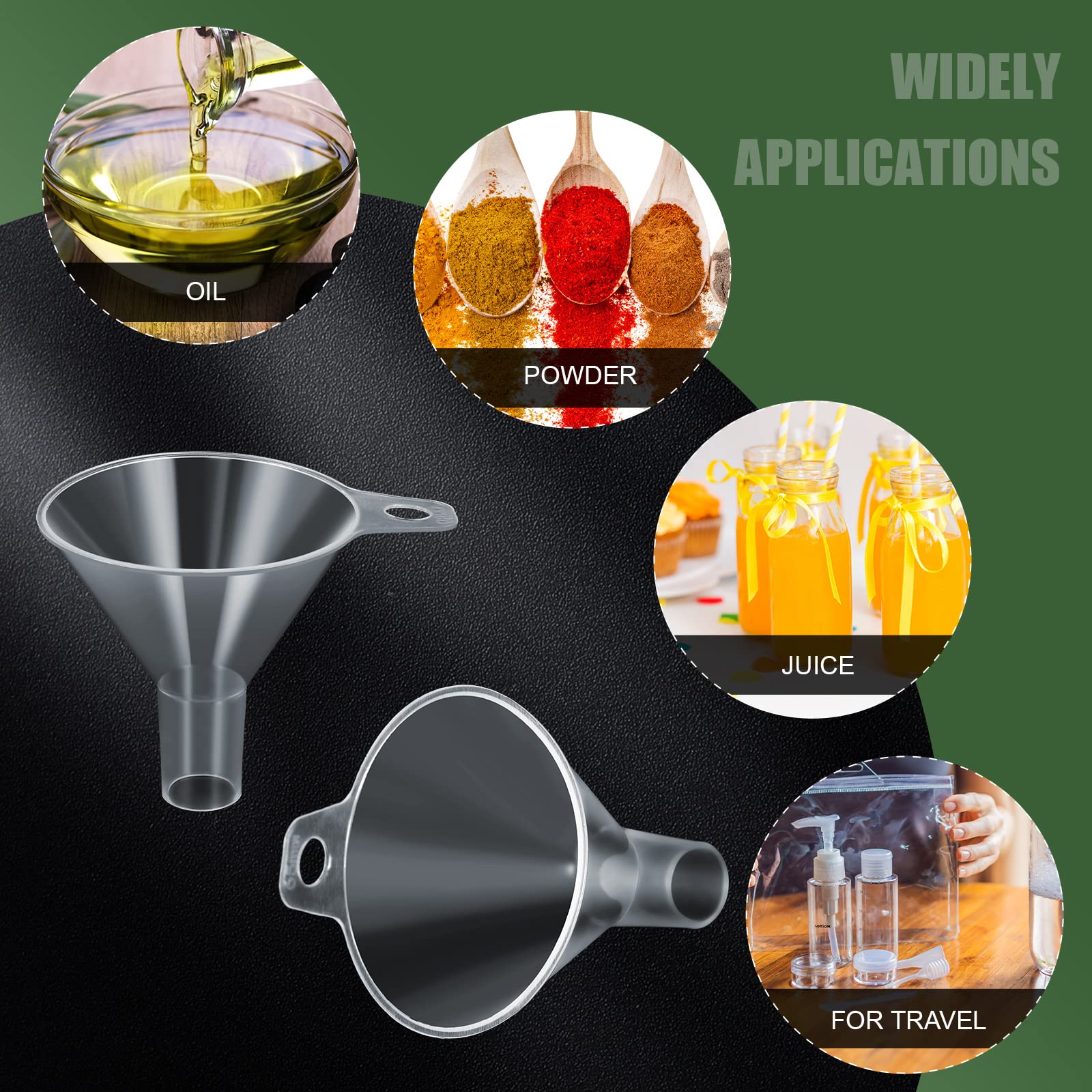 4 Packs Small Plastic Funnel for Filling Small Bottles 2.56 Inch Clear Wide Mouth Plastic Funnel for Filling Water Powder Essential Oils Perfumes Kitchen Bath Garage Use (4 Count)
