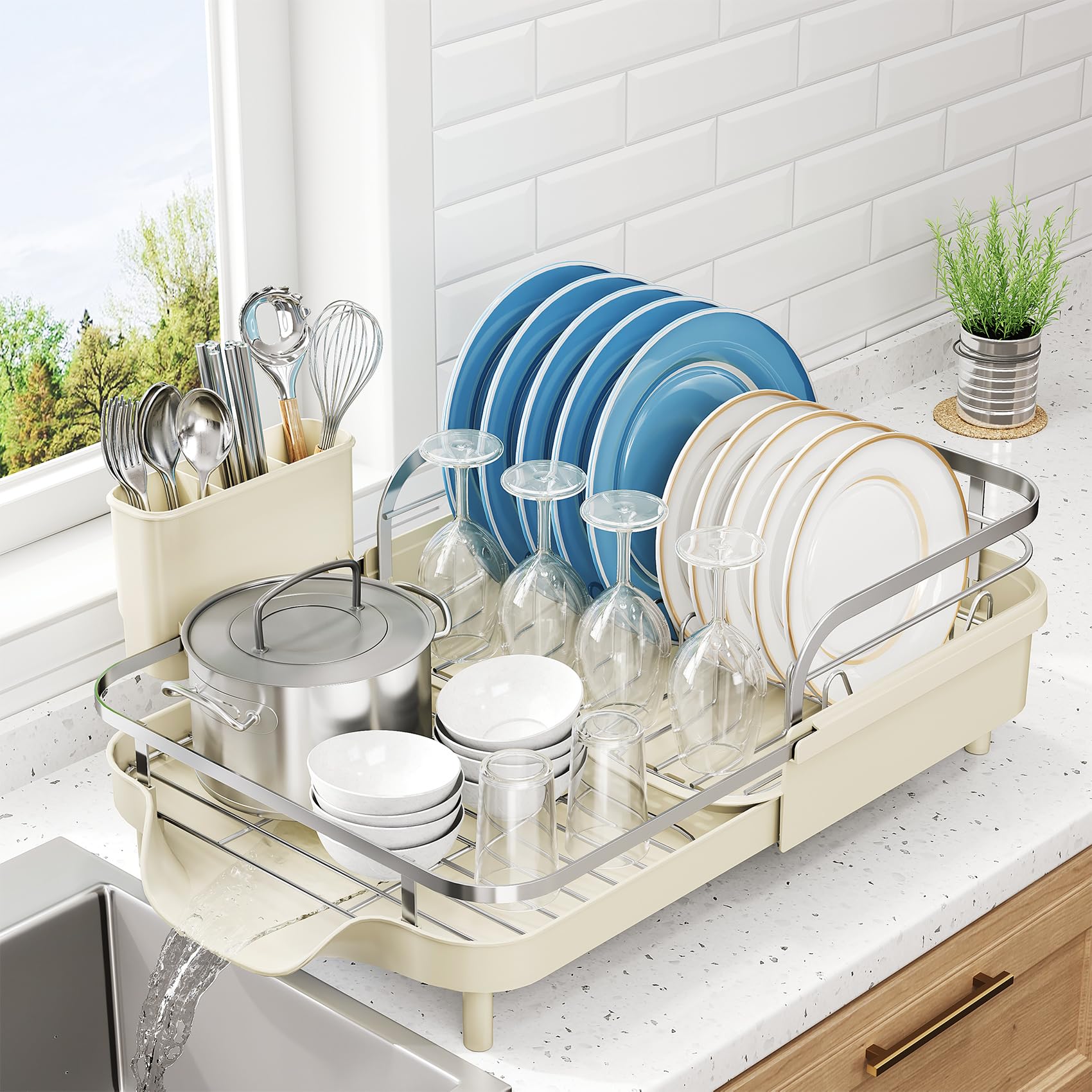 Expandable Dish Drying Rack for Kitchen Counter