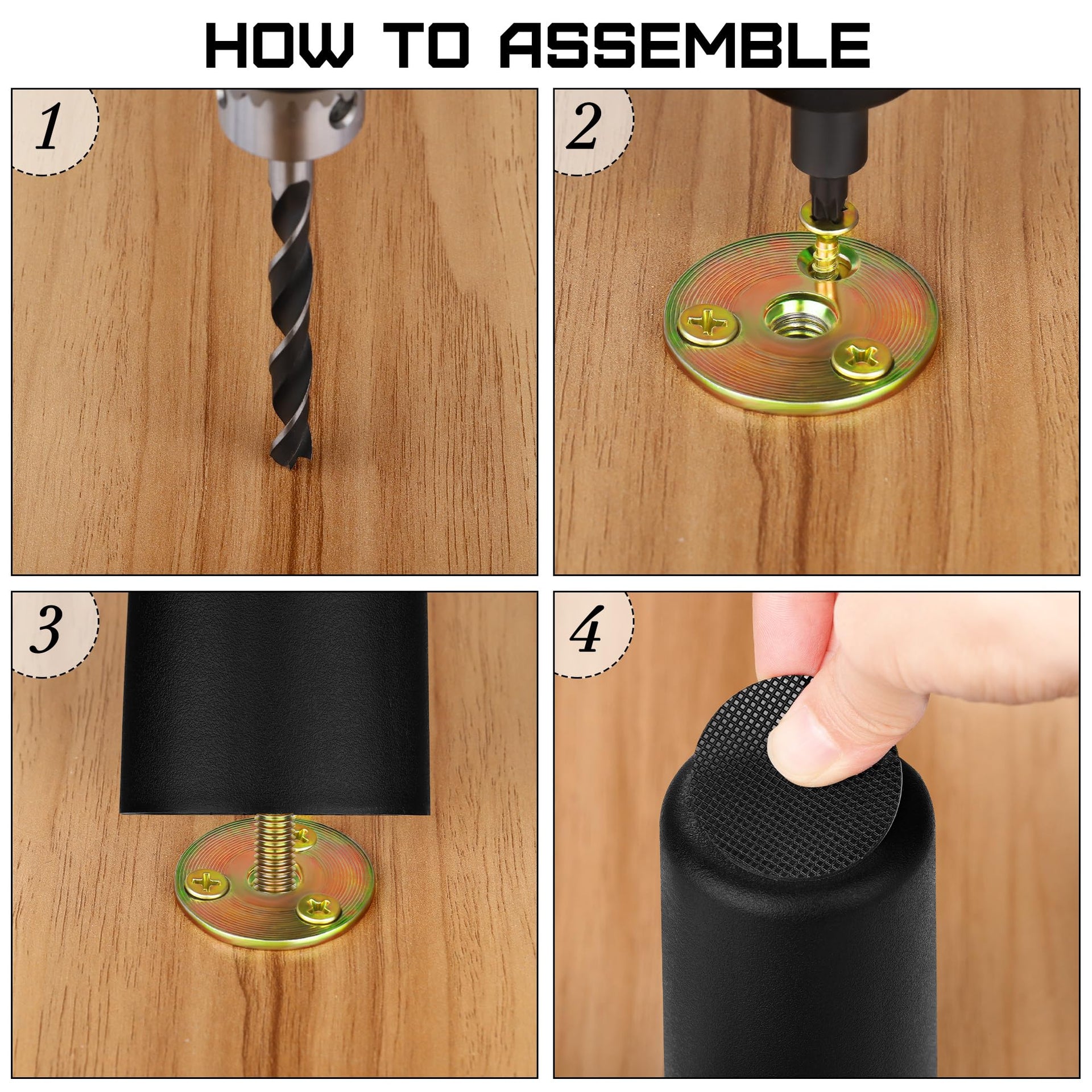 16 Pack 3 Inch Plastic Furniture Legs with M8 T