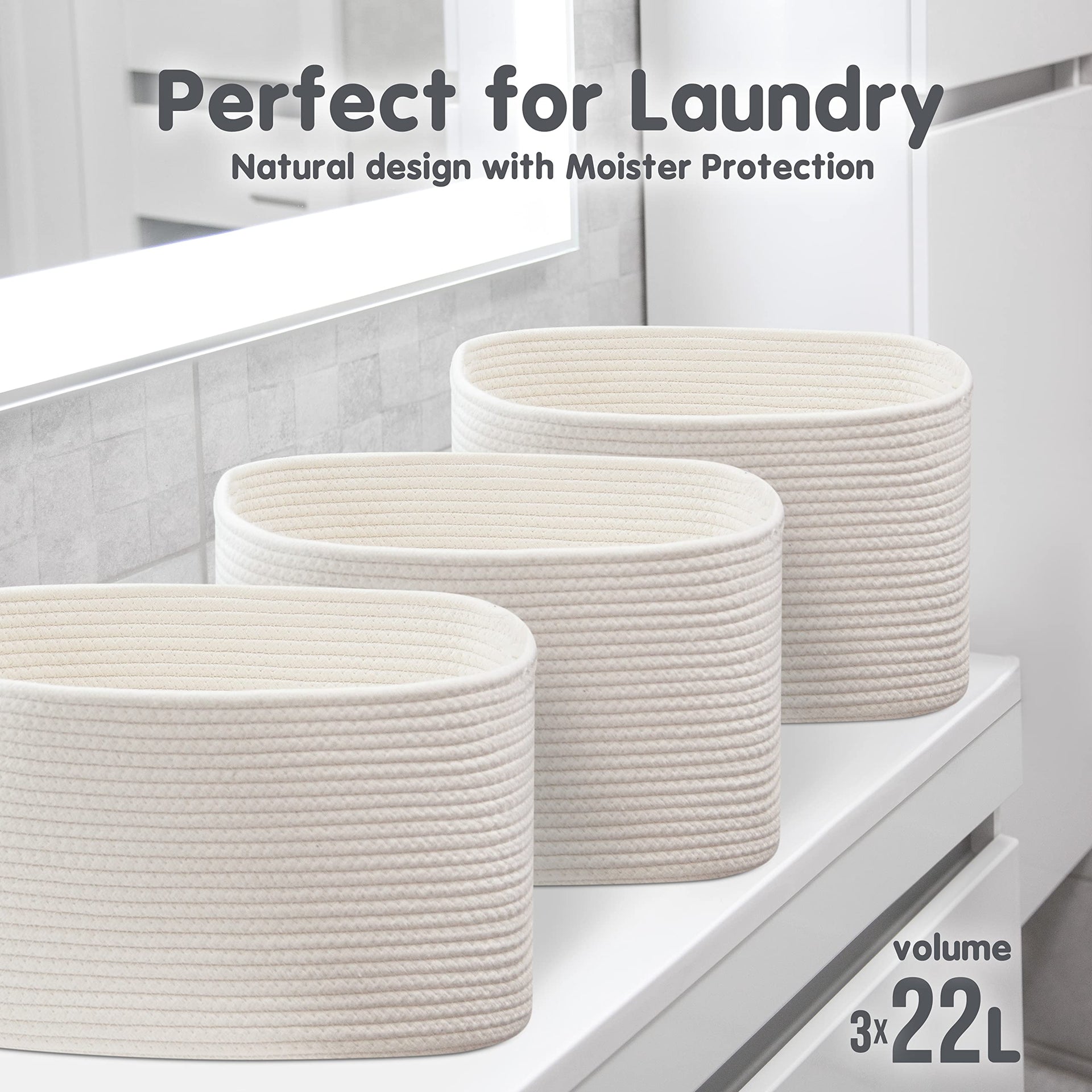 Cotton Rope Baskets for Organizing (3 Count)
