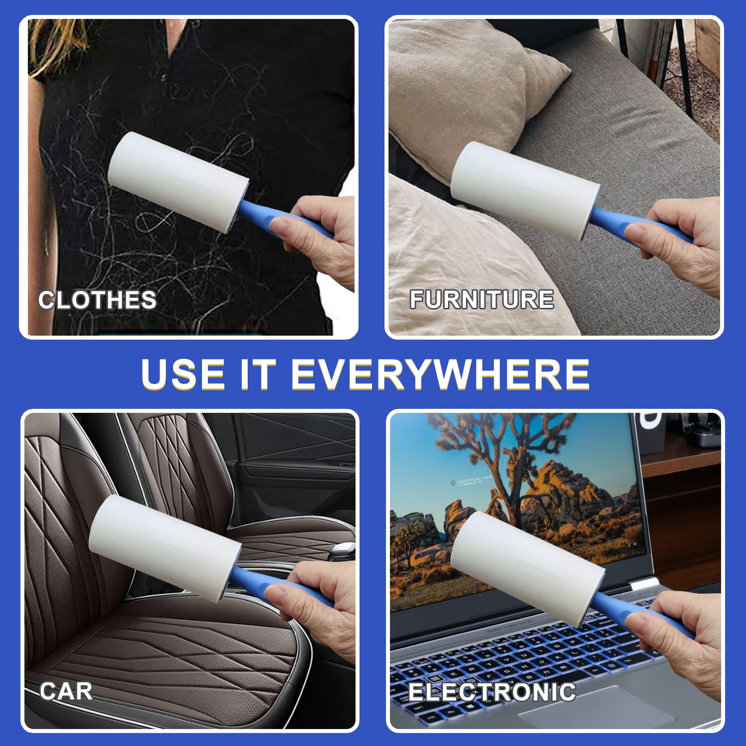 Extra Sticky Lint Roller Mega Value Set 900 Sheets for Pet Hair Removal and Clothes