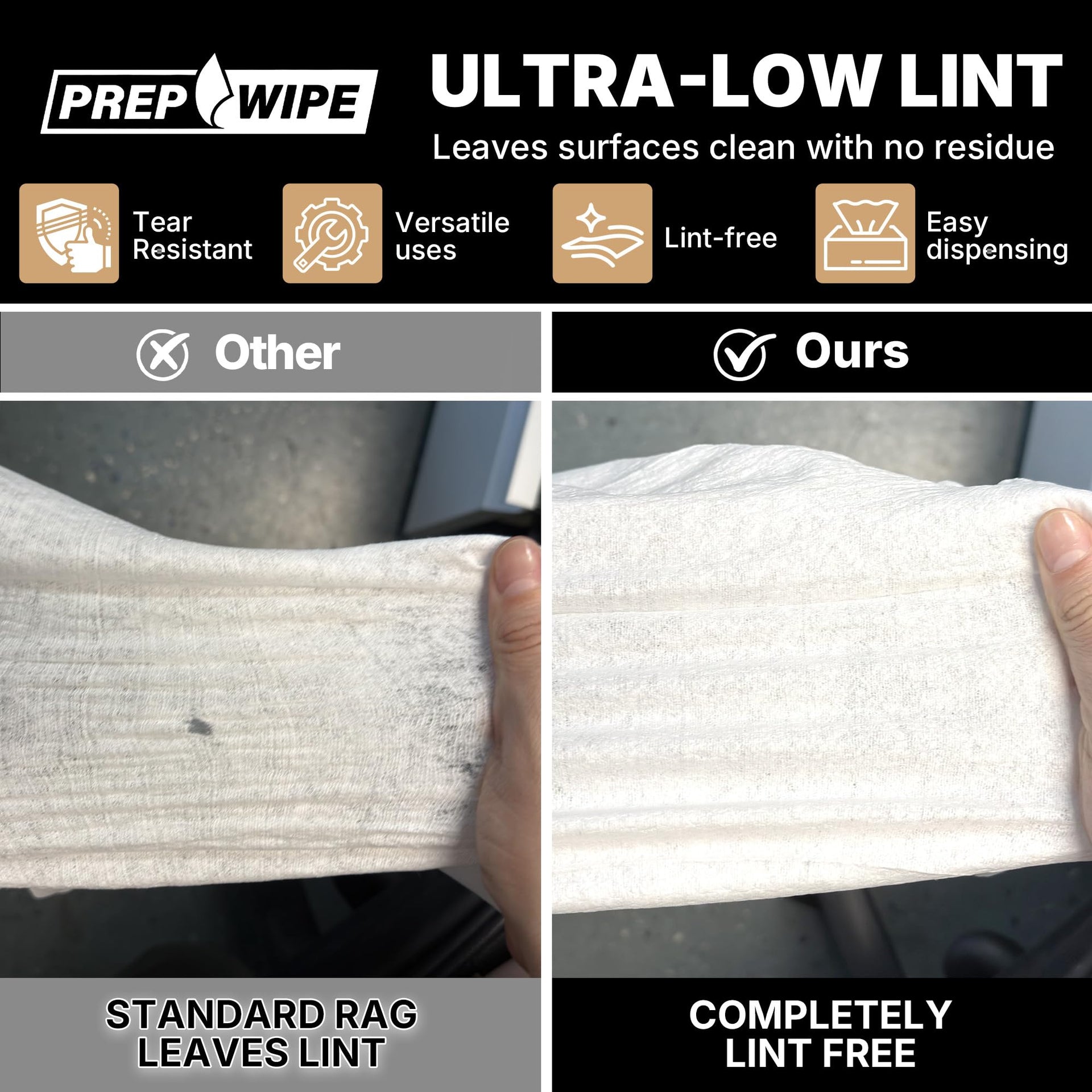 26029 Prep Wipe WHITE Lint Free Cleaning Towels Pack of 300 Sheets (300 Count)
