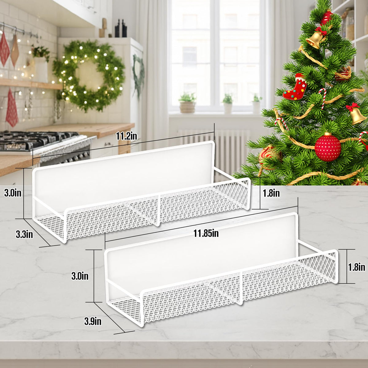 2 Pack Magnetic Spice Rack for Refrigerator with 4 Hooks (2 Count)