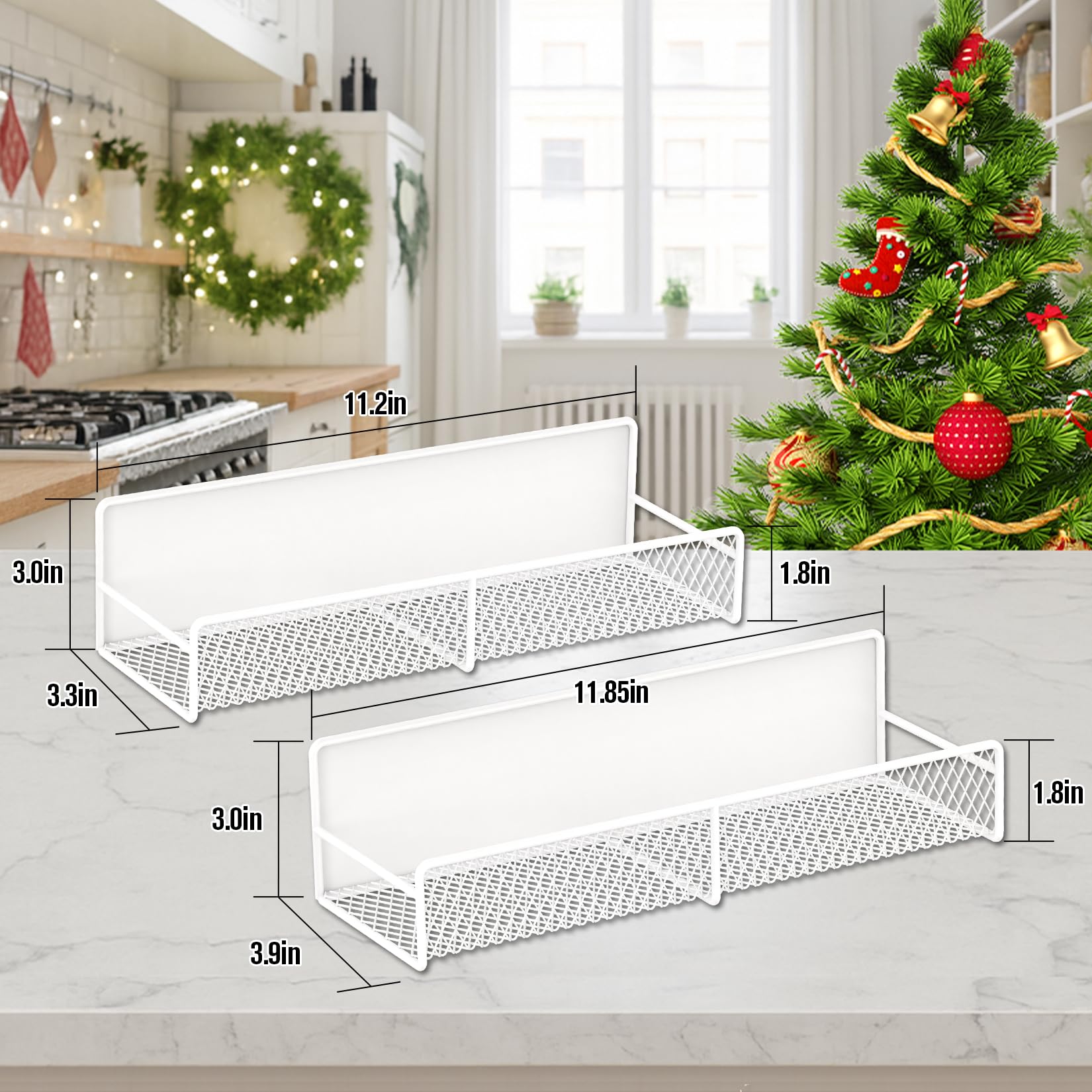 2 Pack Magnetic Spice Rack for Refrigerator with 4 Hooks (2 Count)