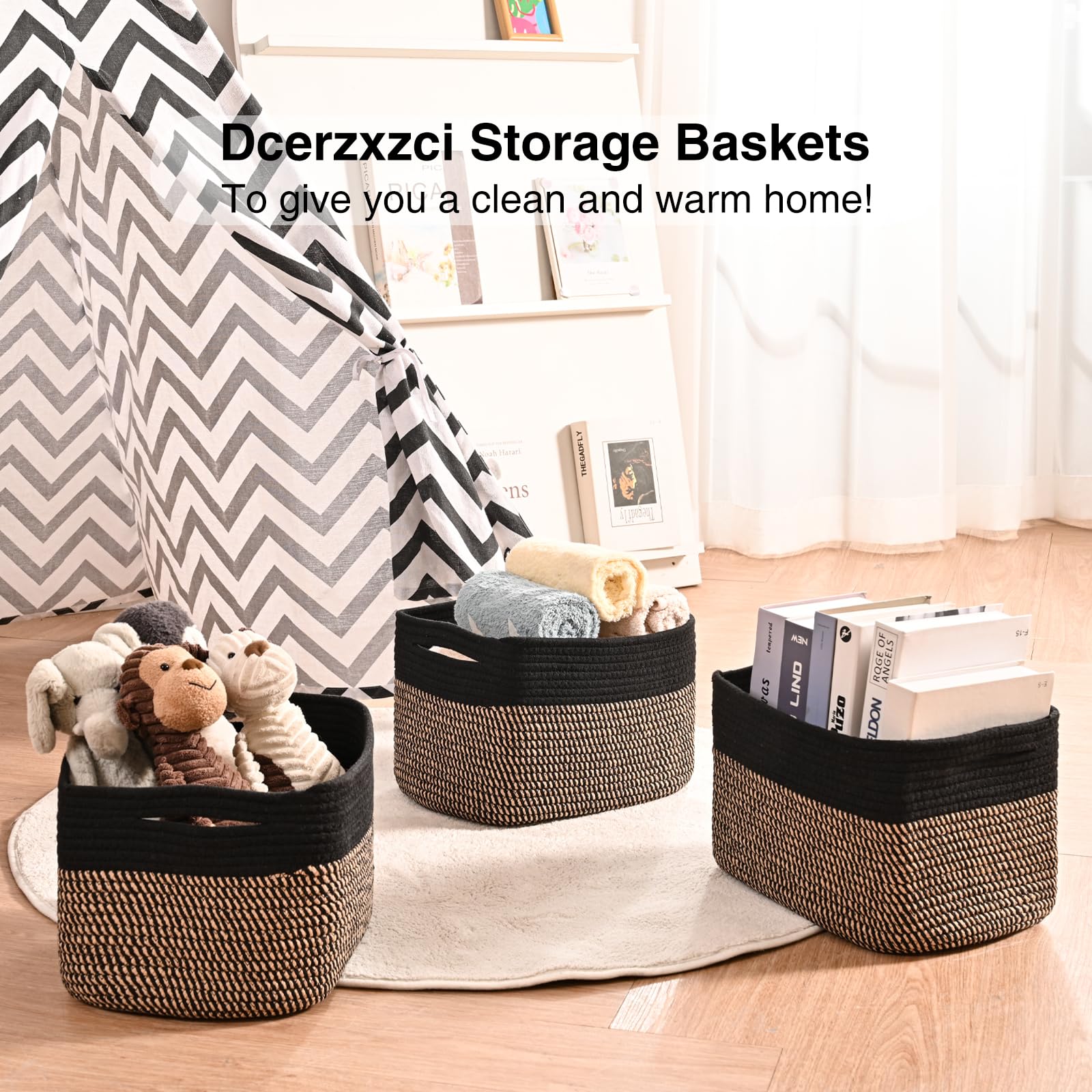 Small Storage Baskets for Organizing Shelves (4 Count)