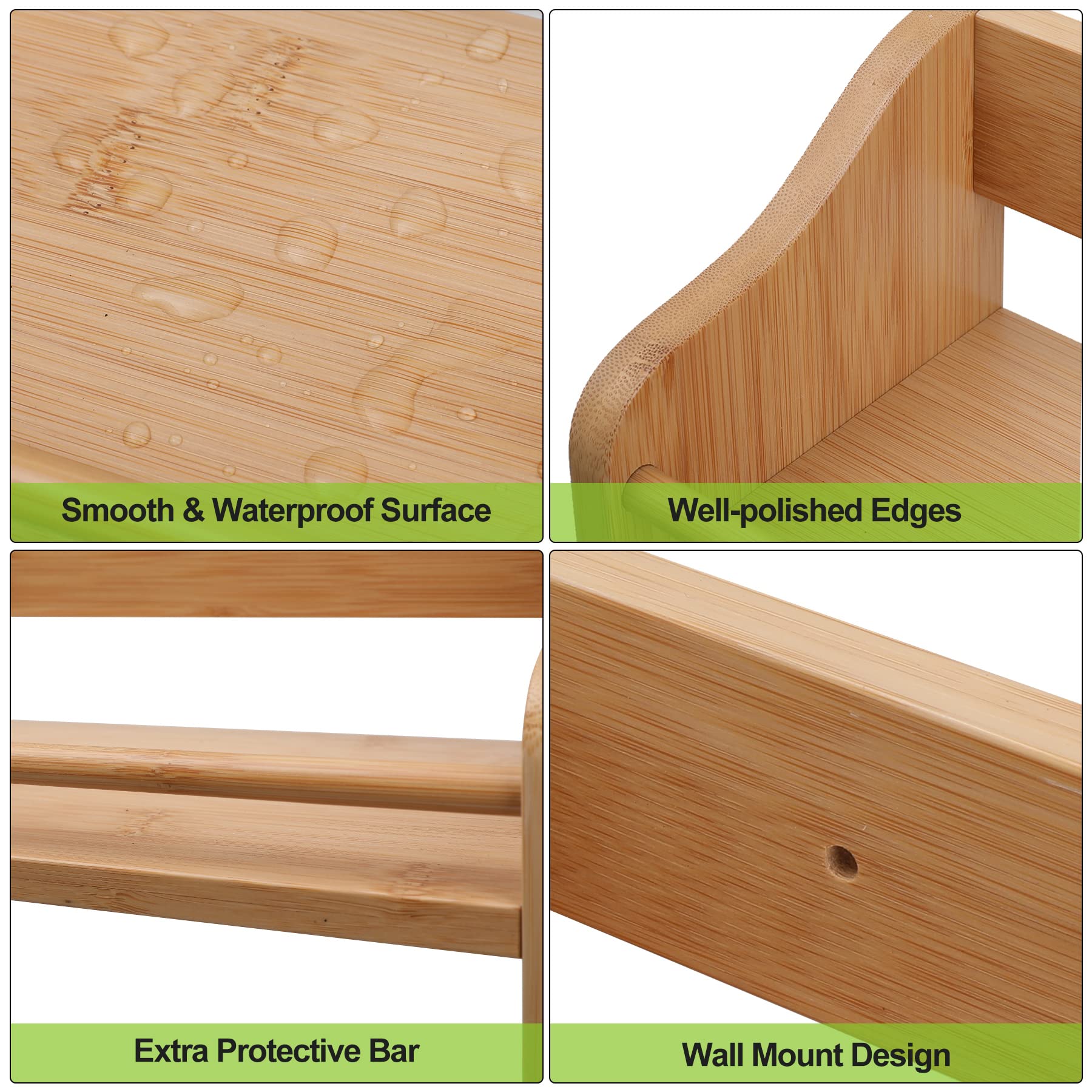 3 Tier Bamboo Spice Rack Wall Mount or Countertop