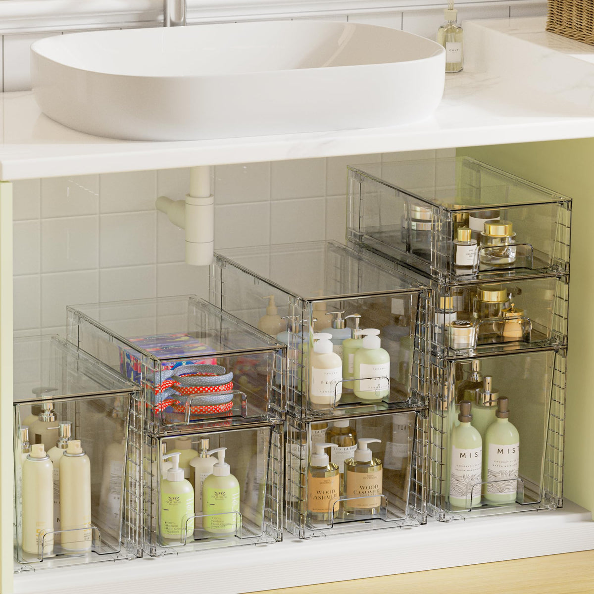 3 Pack Clear Stackable Storage Drawers (3 Count)