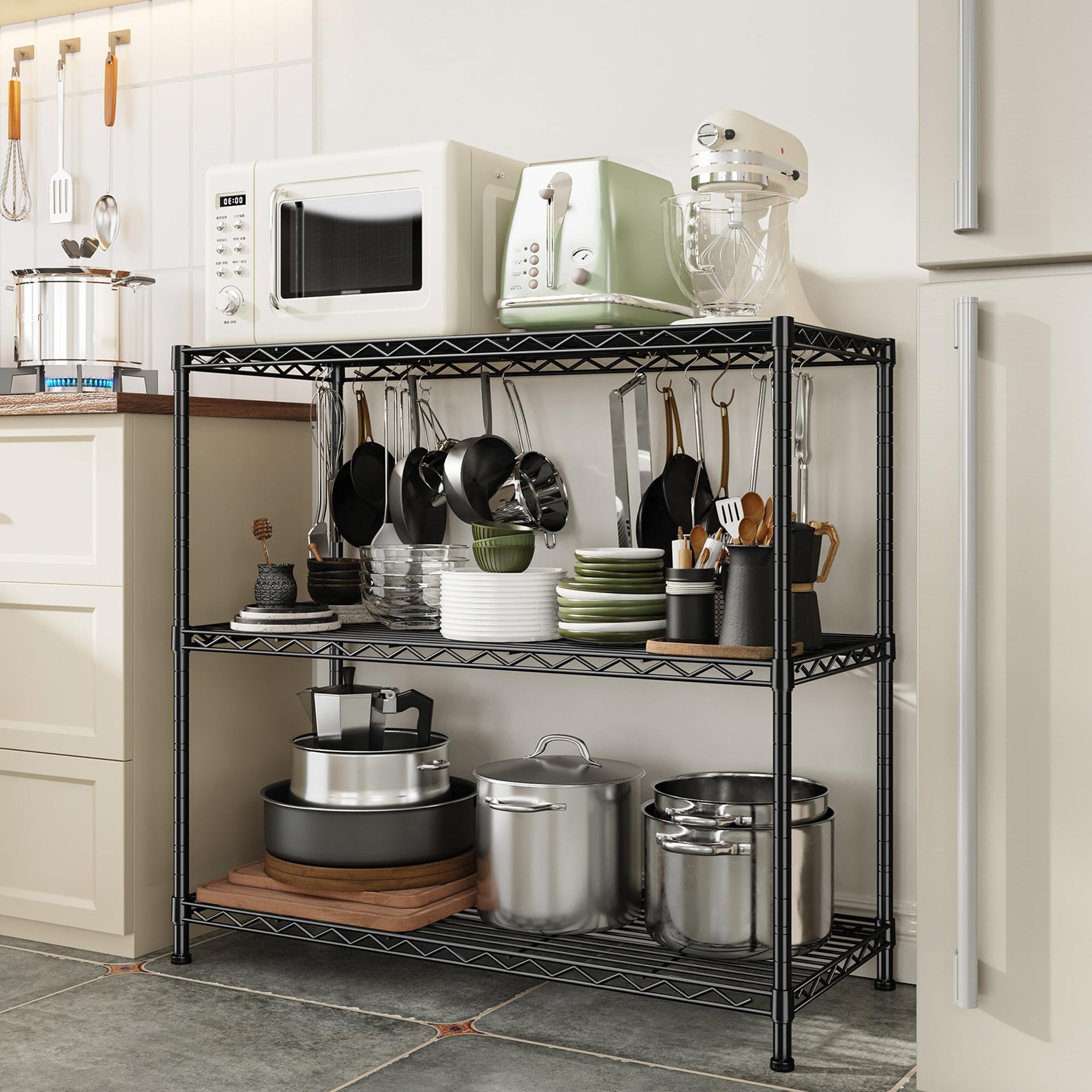 36.4"W 3 Tier Metal Shelving (2 Count)