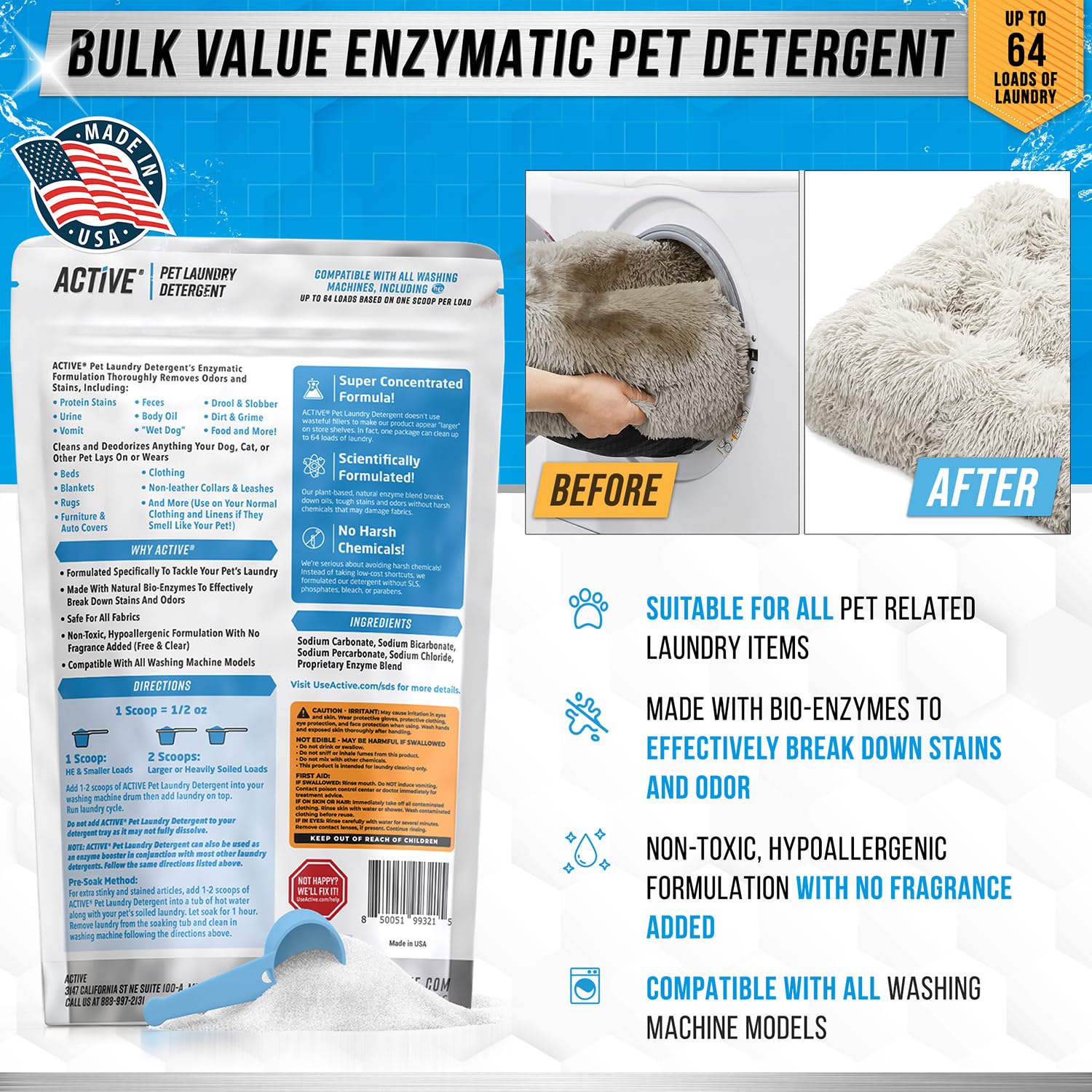 Pet Laundry Detergent Odor Remover (32 Ounce)